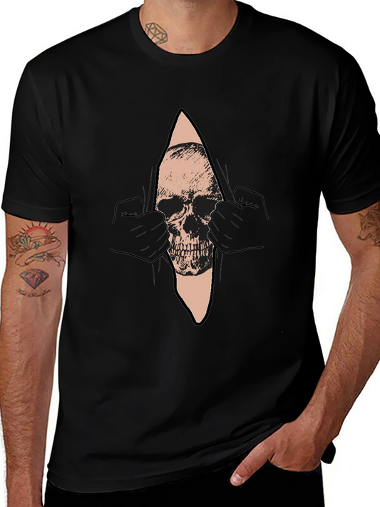 Skull Graphic T-Shirt - Mens Black Crew Neck Tee