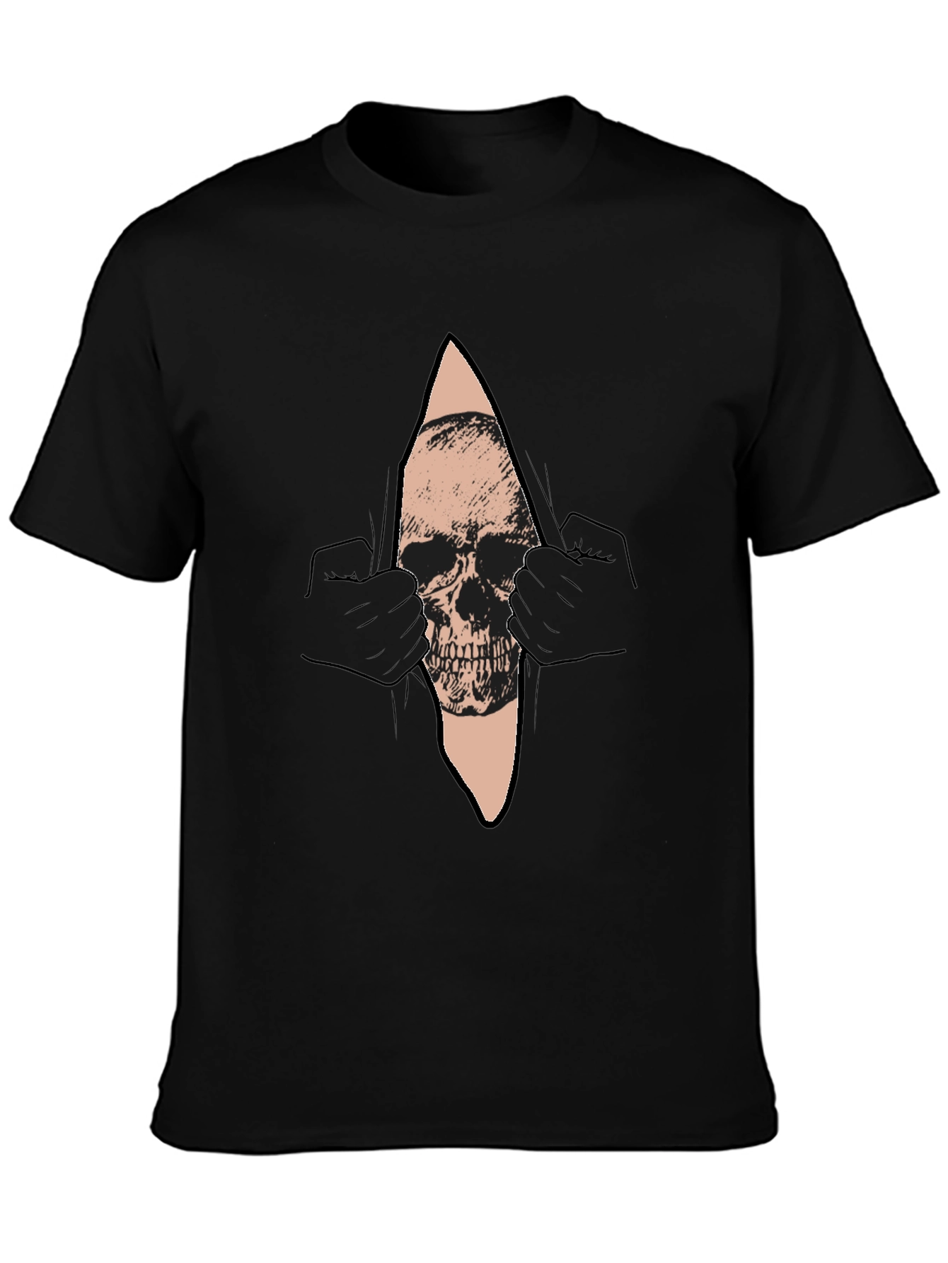 Skull Graphic T-Shirt - Mens Black Crew Neck Tee