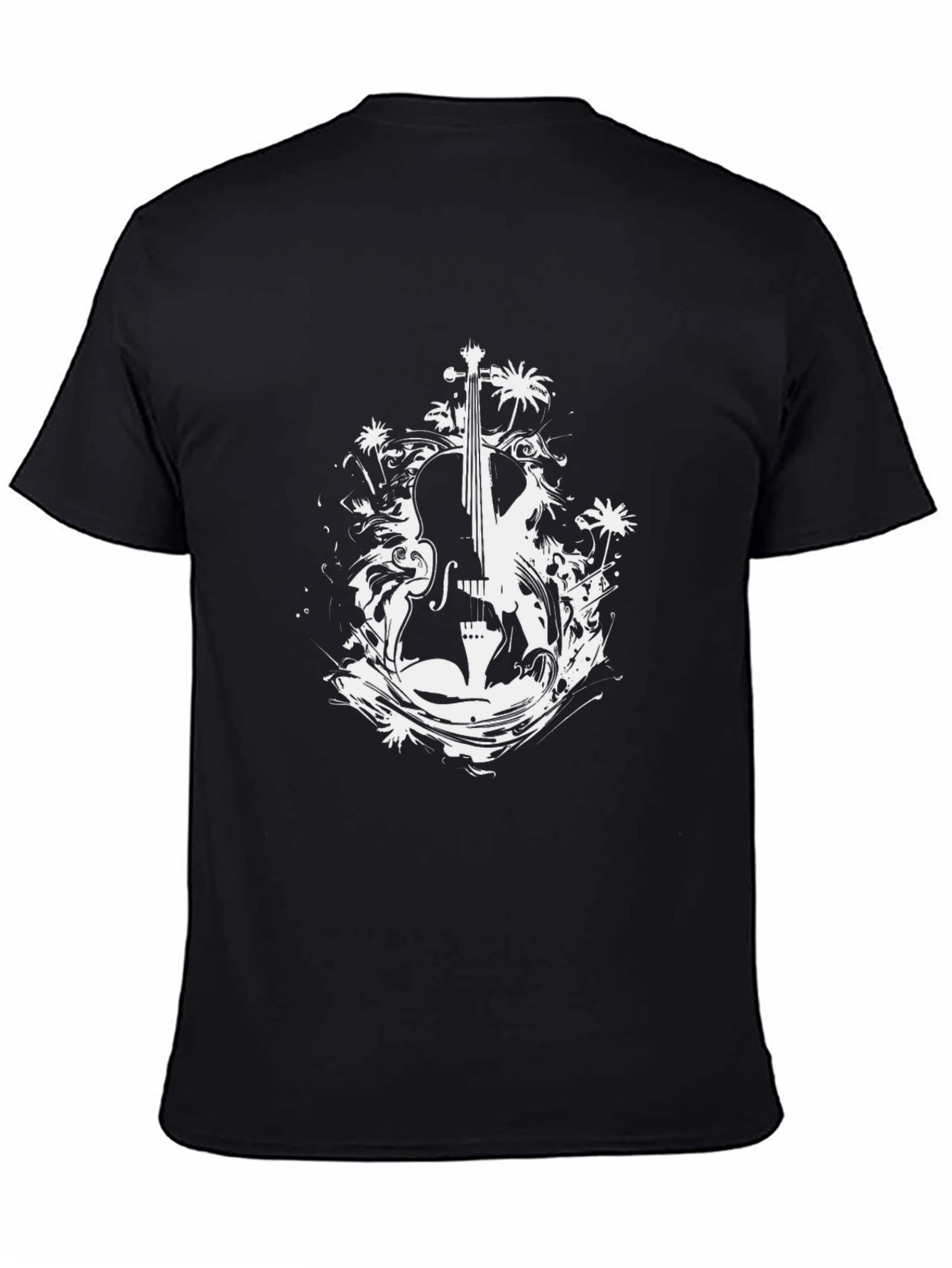 Abstract Cello Graphic Mens Black T-Shirt