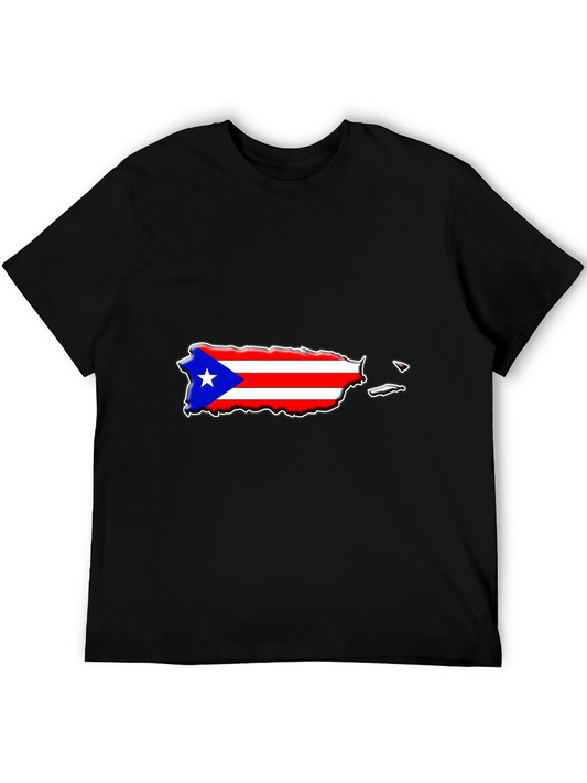 Puerto Rico Flag Map T-Shirt Black