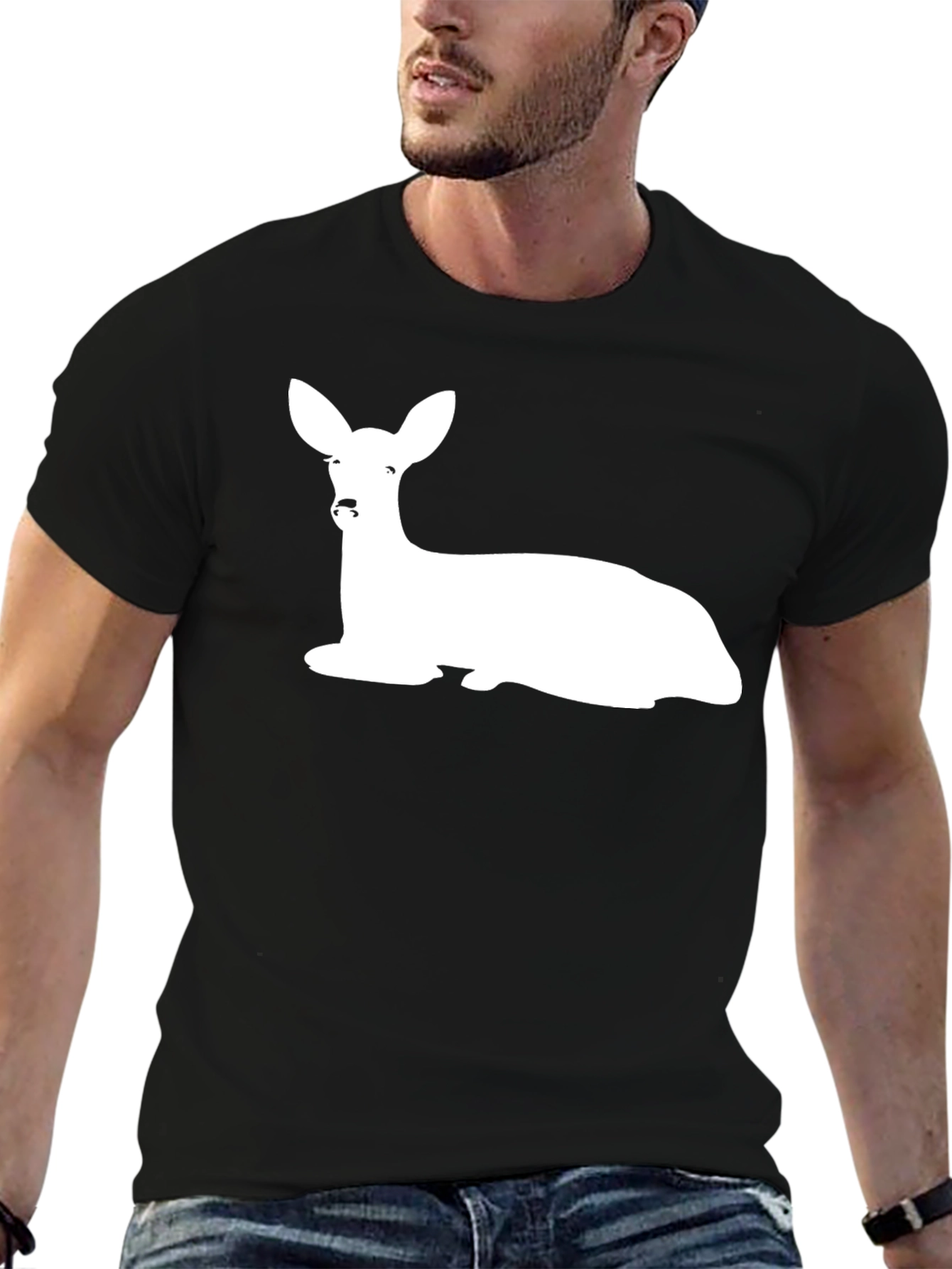 Deer Graphic Black T-Shirt
