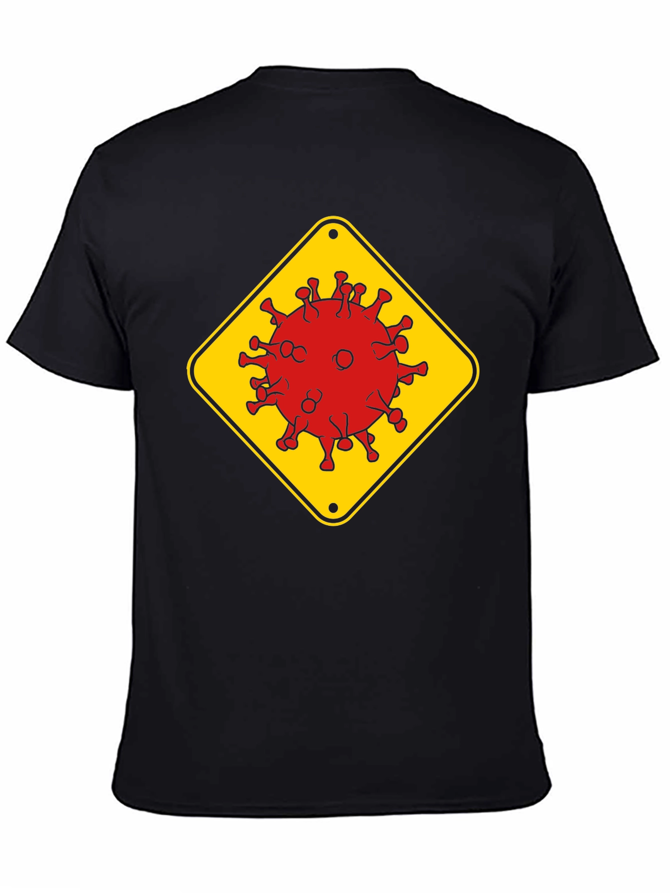 Caution Virus Graphic Tee - Black Cotton T-Shirt