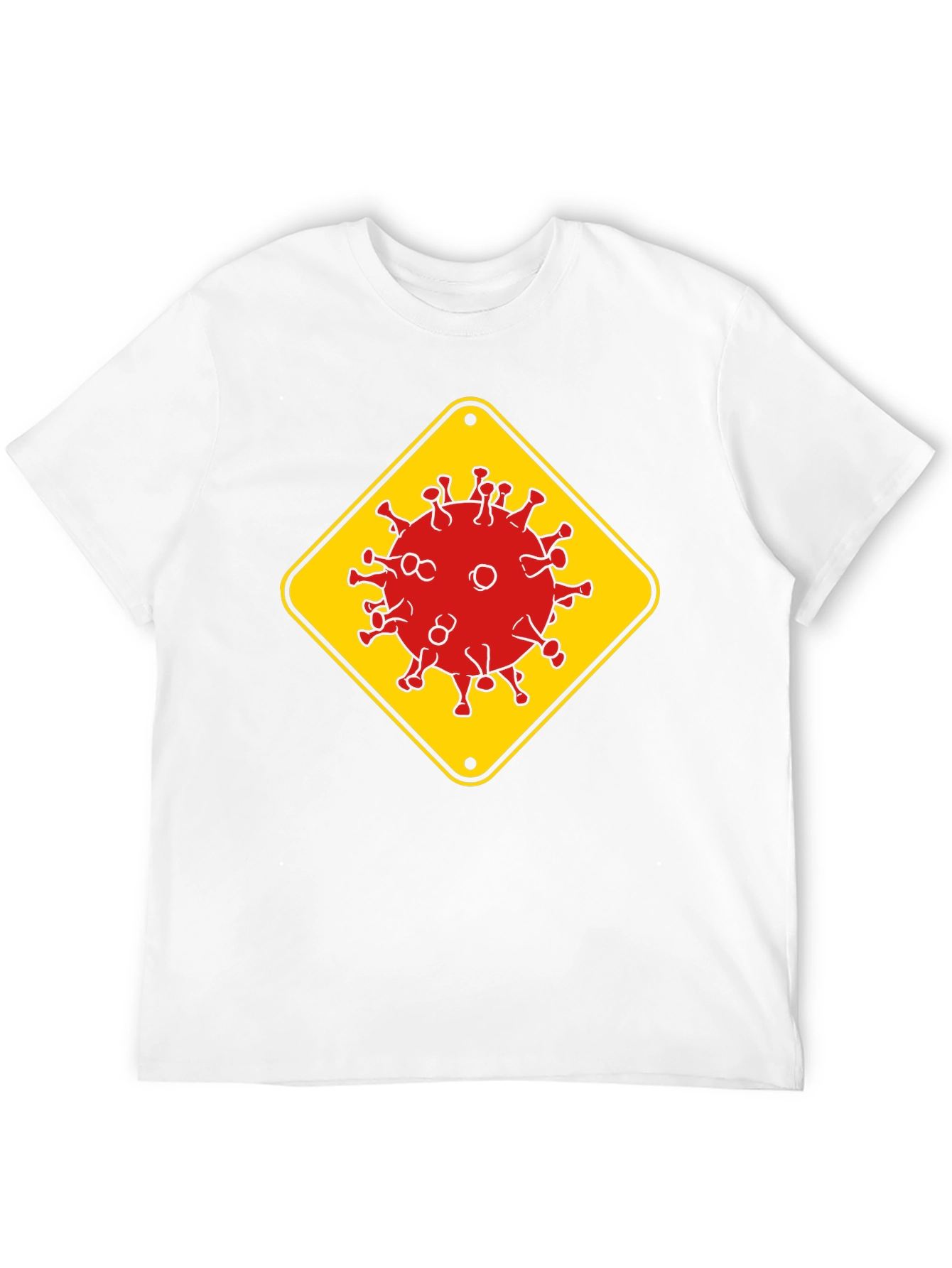Caution Virus Graphic Tee - Black Cotton T-Shirt