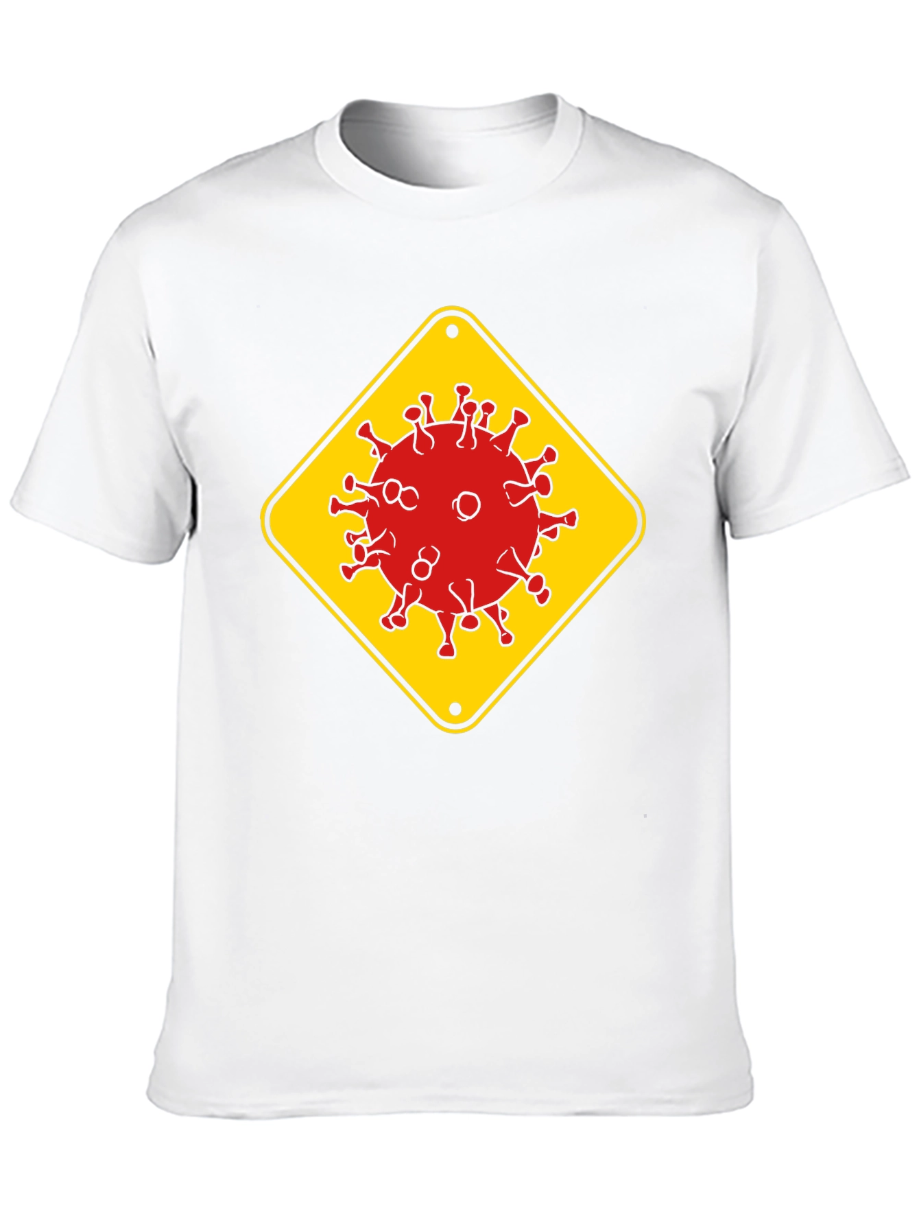 Caution Virus Graphic Tee - Black Cotton T-Shirt