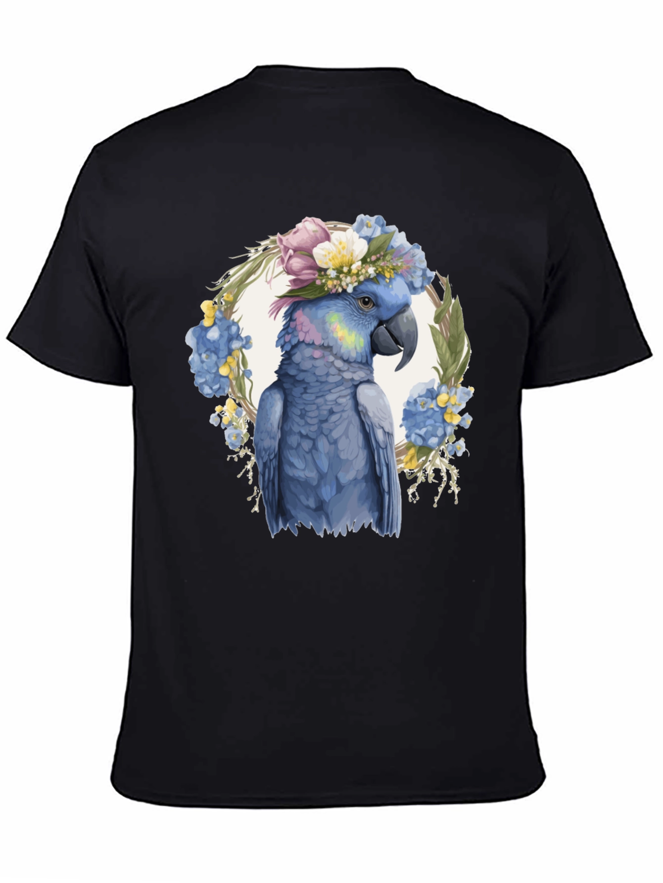 Floral Parrot T-Shirt - Unique Bird Graphic Tee