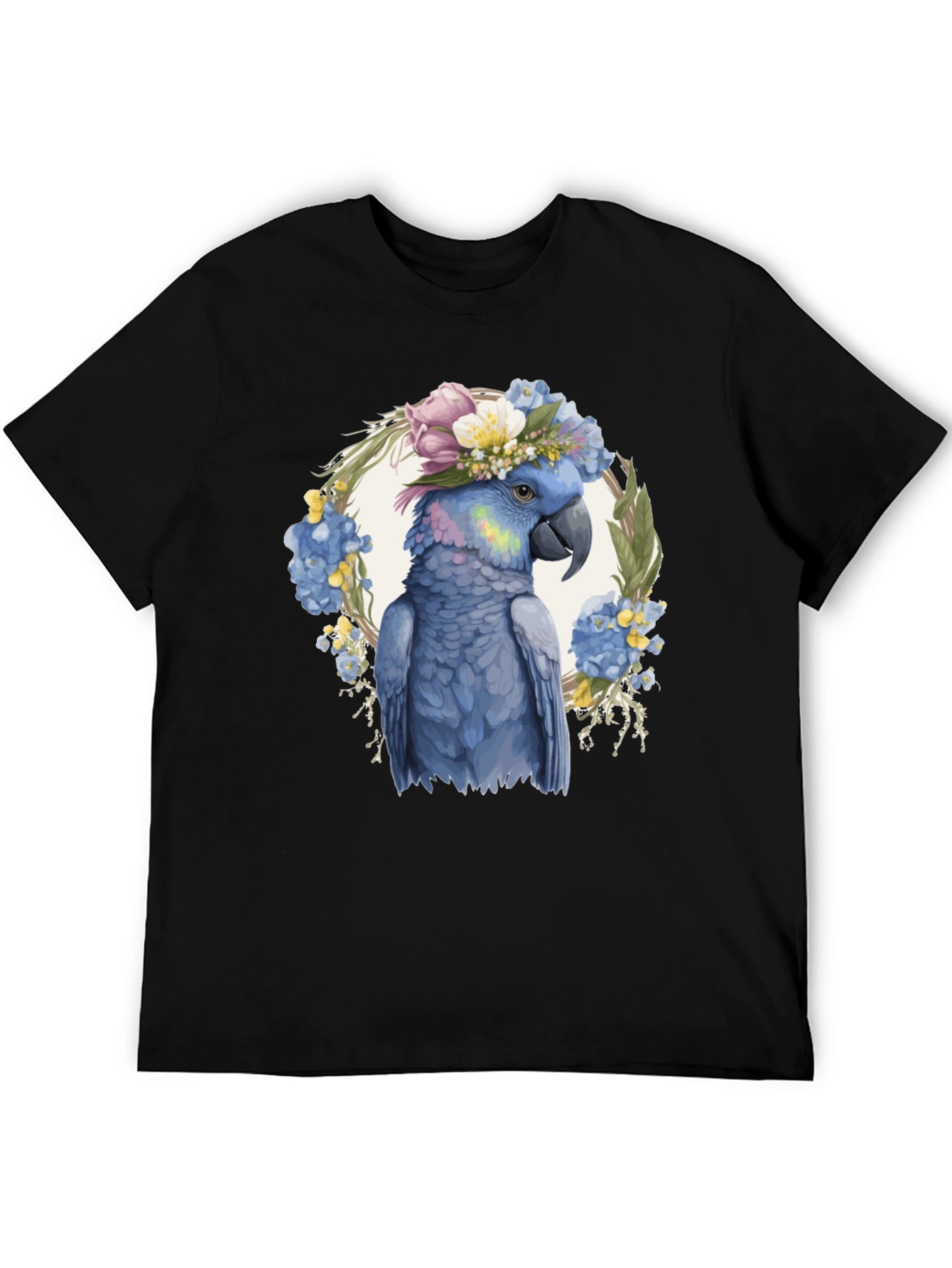 Floral Parrot T-Shirt - Unique Bird Graphic Tee