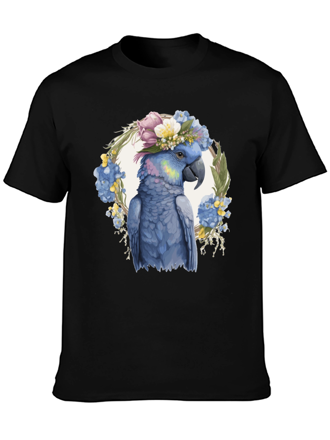 Floral Parrot T-Shirt - Unique Bird Graphic Tee