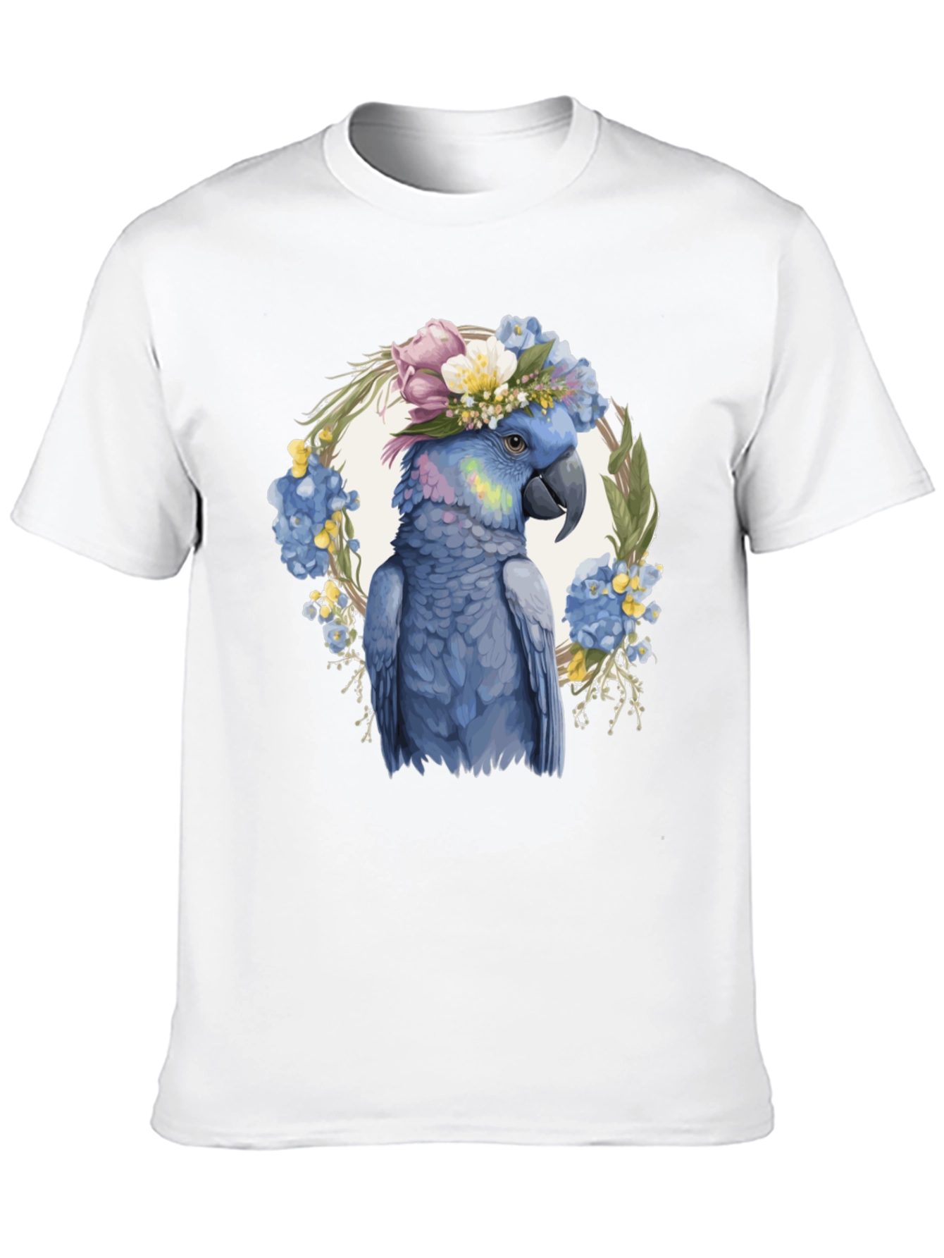 Floral Parrot T-Shirt - Unique Bird Graphic Tee
