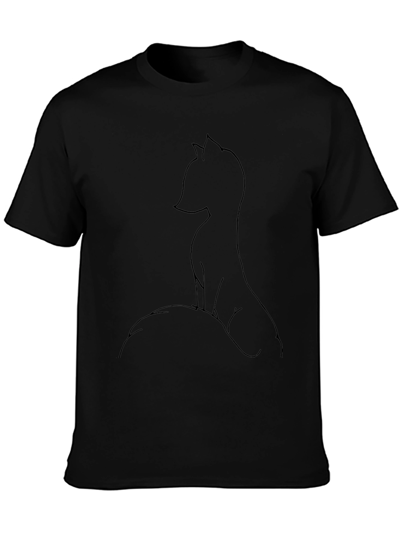 Fox Outline Graphic Print Tee - Black