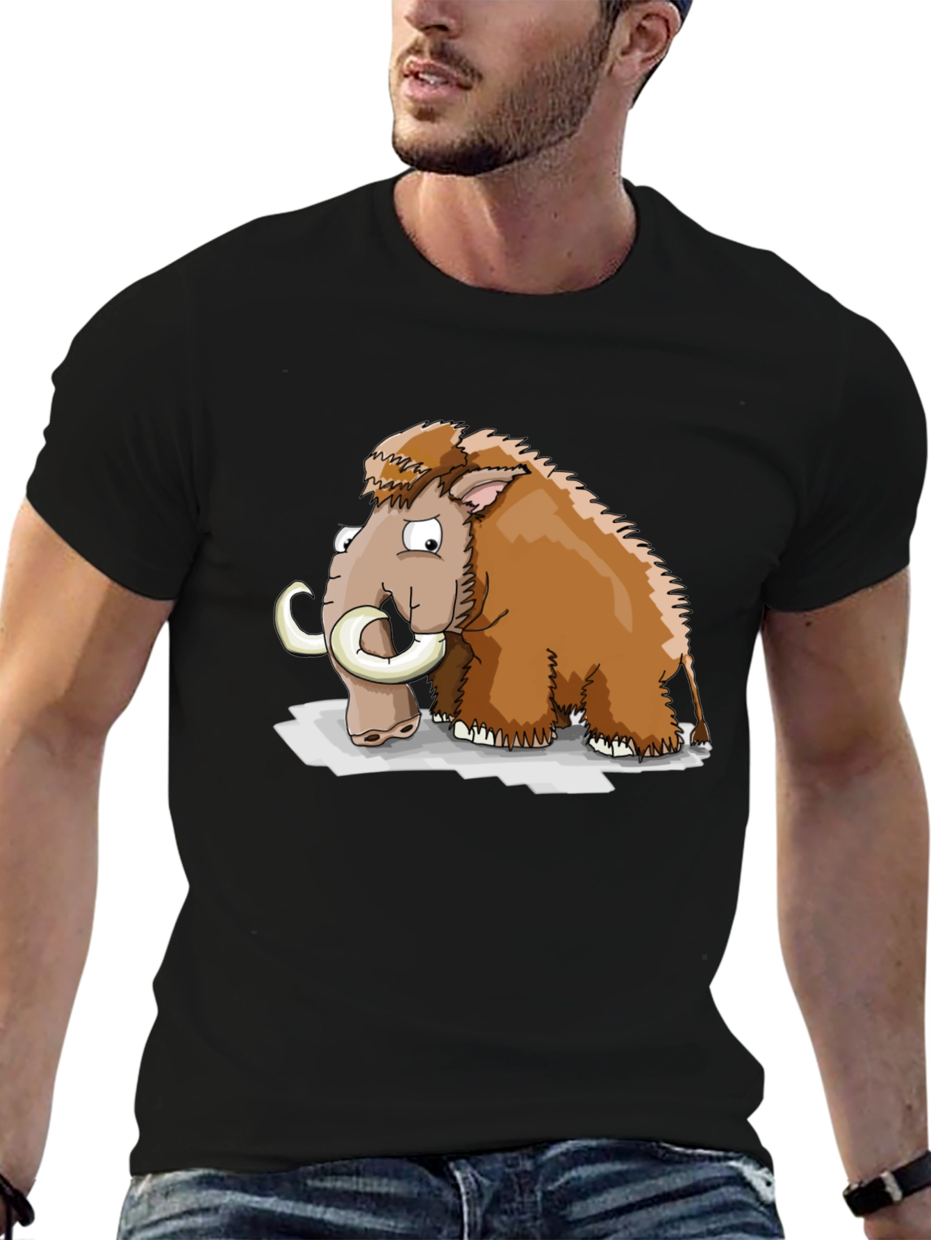 Mammoth Cartoon Black T-Shirt