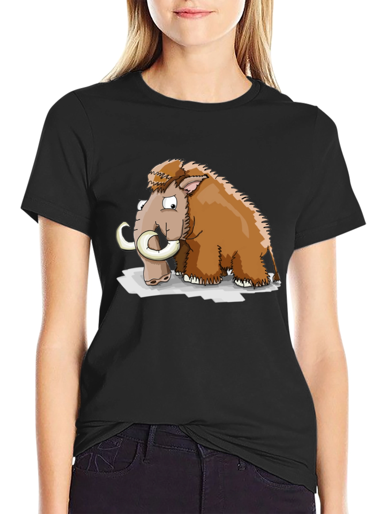 Mammoth Cartoon Black T-Shirt