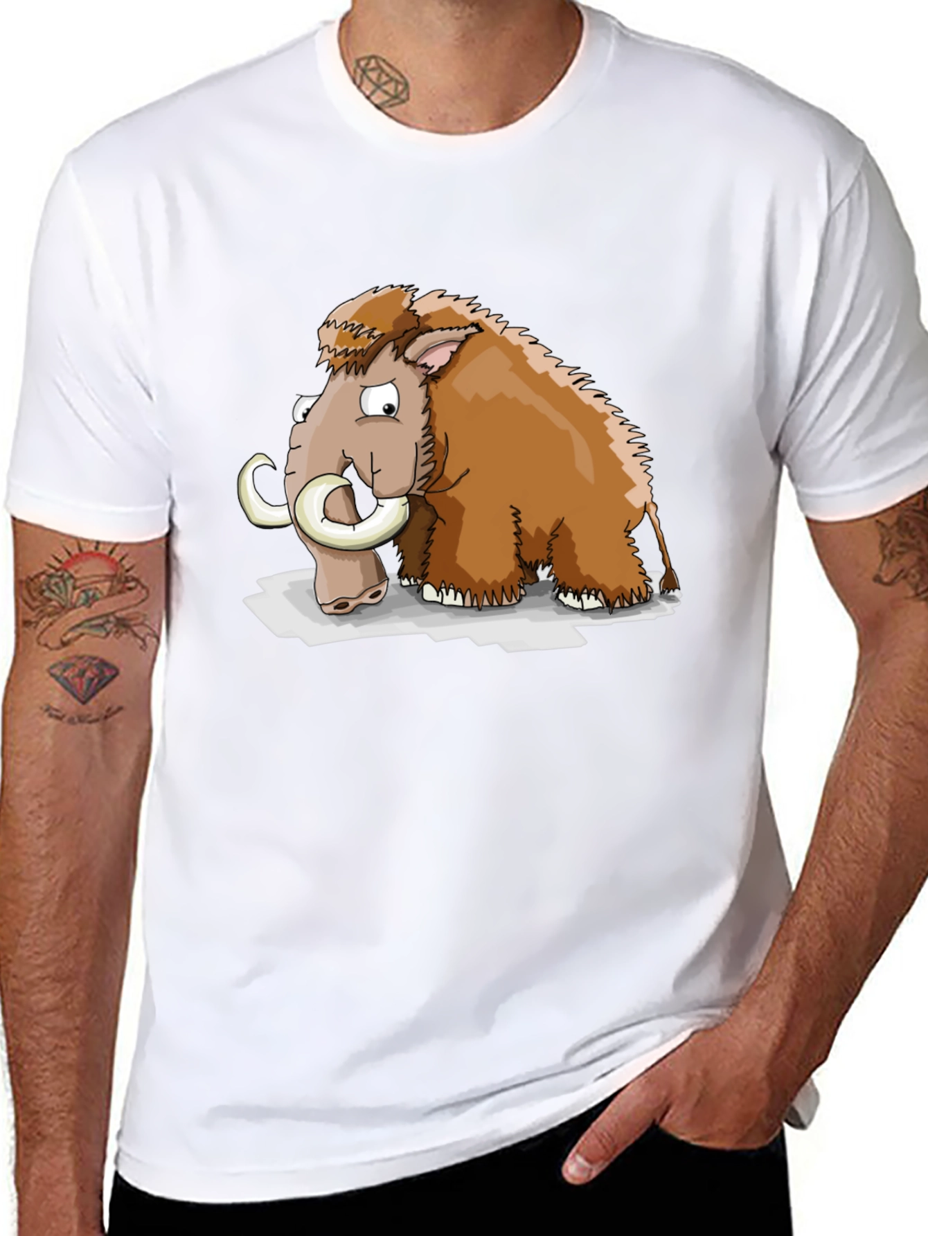 Mammoth Cartoon Black T-Shirt