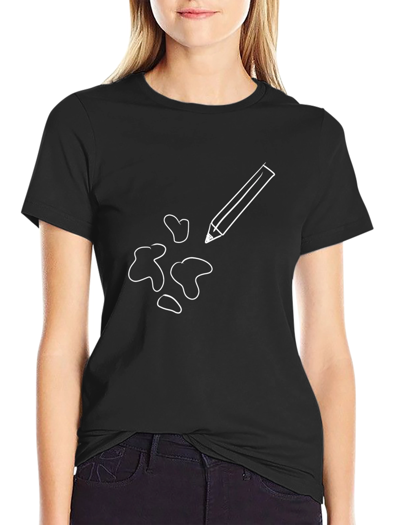 Creative Pencil Sketch Black T-Shirt
