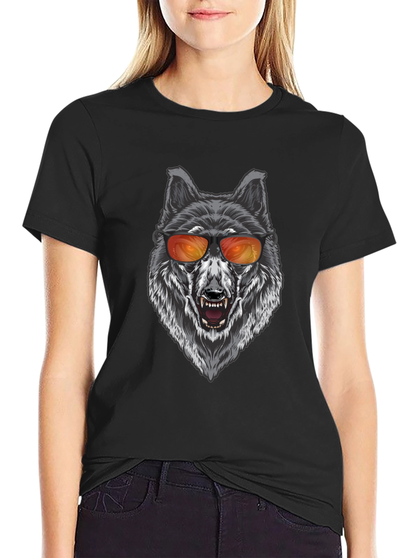 Cool Wolf Graphic T-Shirt - Black