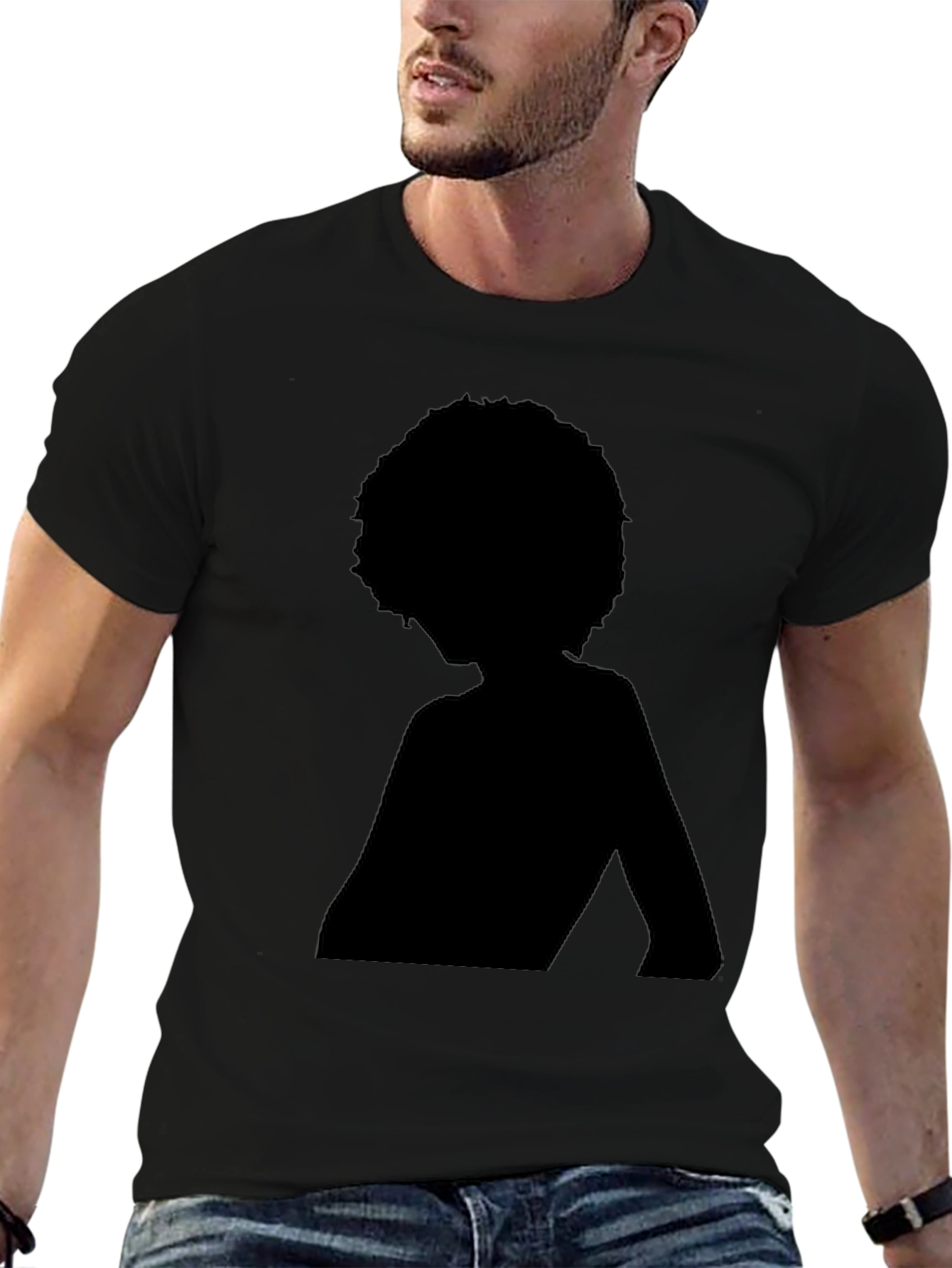 Silhouette Afro T-Shirt - Bold Black Design