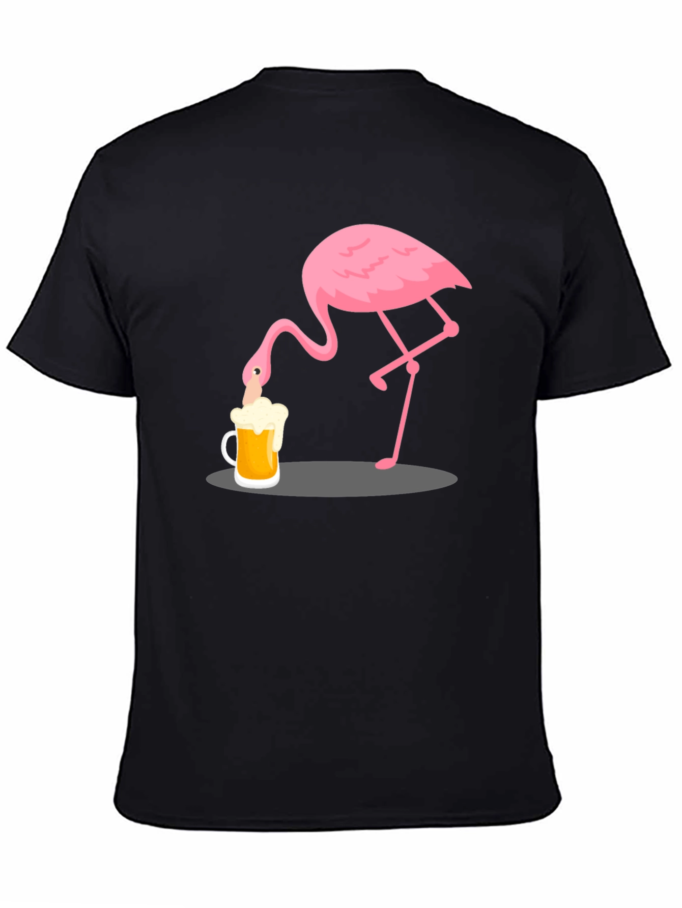 Flamingo Drinking Beer Graphic T-Shirt