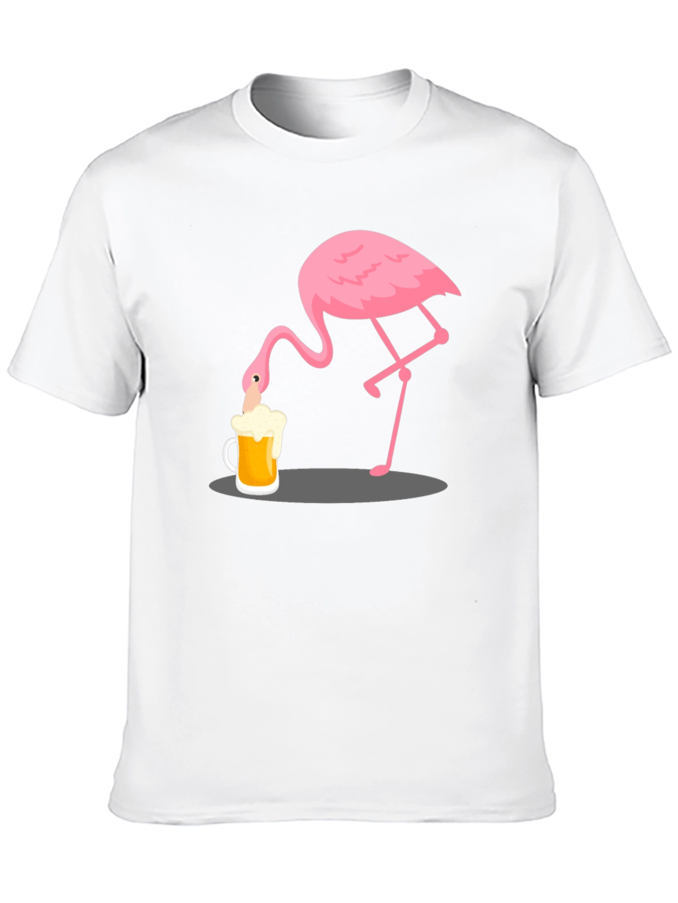 Flamingo Drinking Beer Graphic T-Shirt