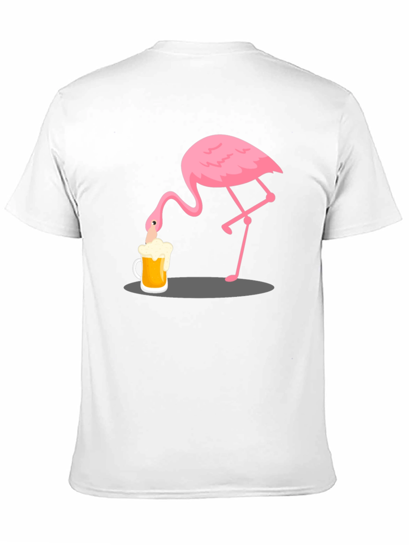 Flamingo Drinking Beer Graphic T-Shirt