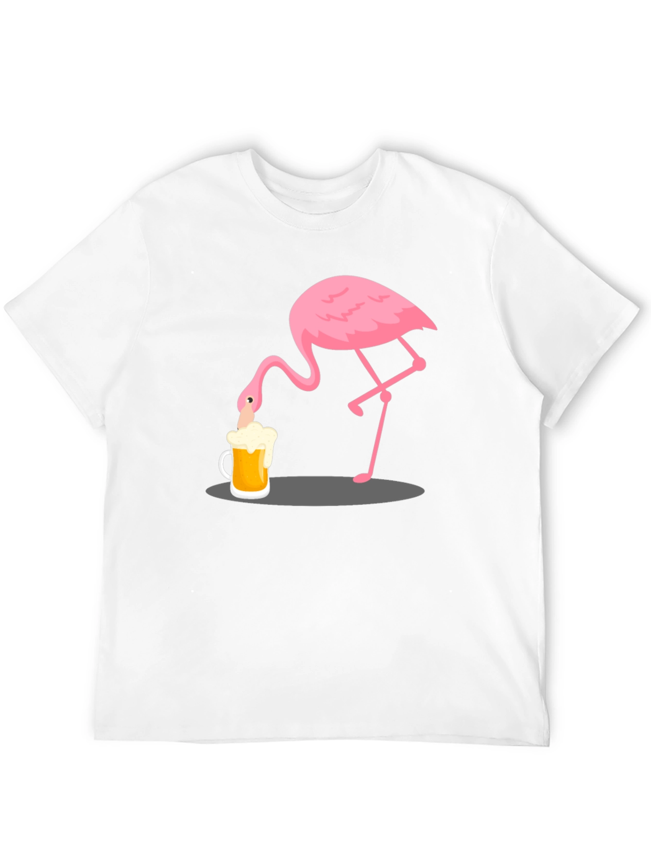 Flamingo Drinking Beer Graphic T-Shirt