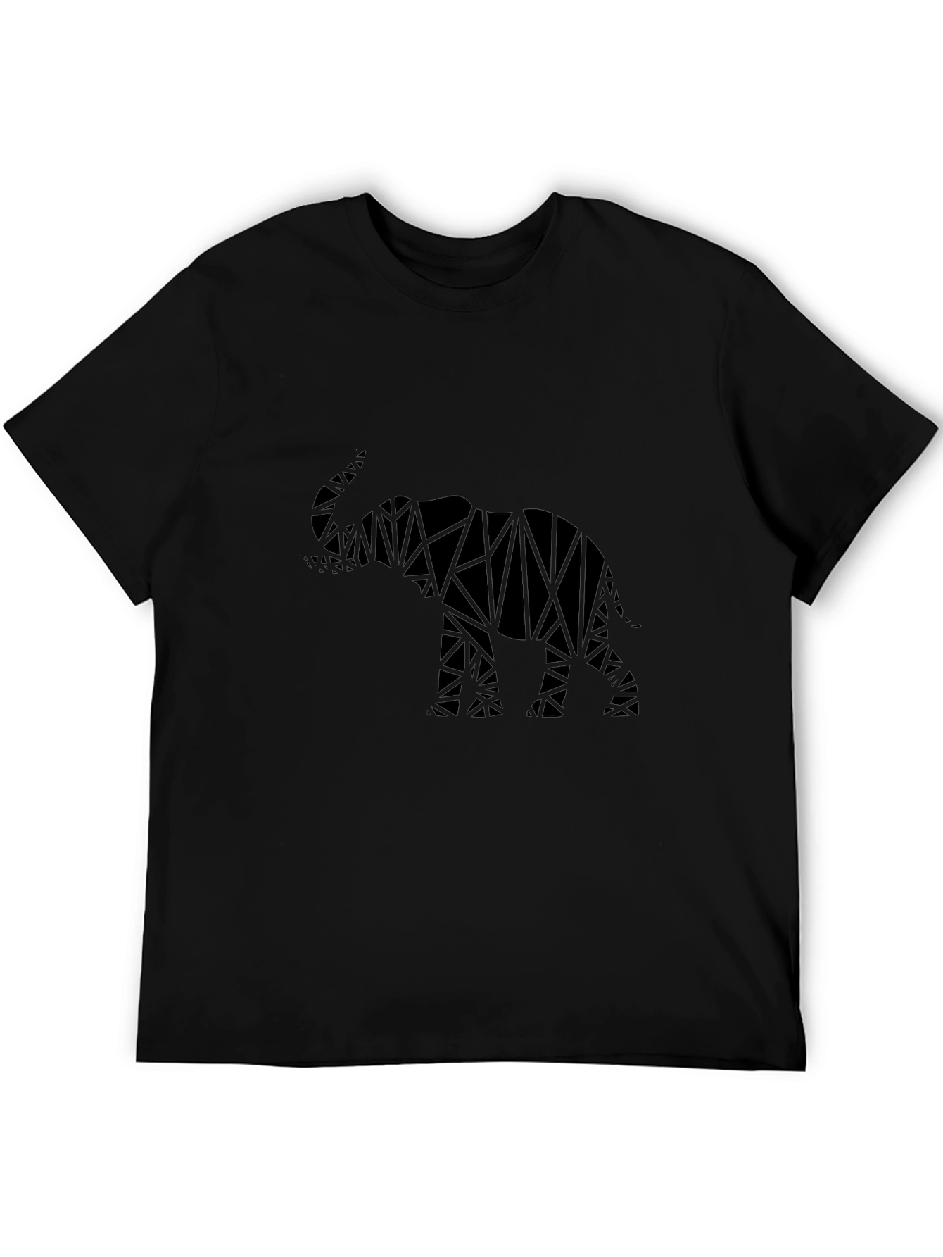 Geometric Elephant Graphic Tee - Modern Black T-Shirt