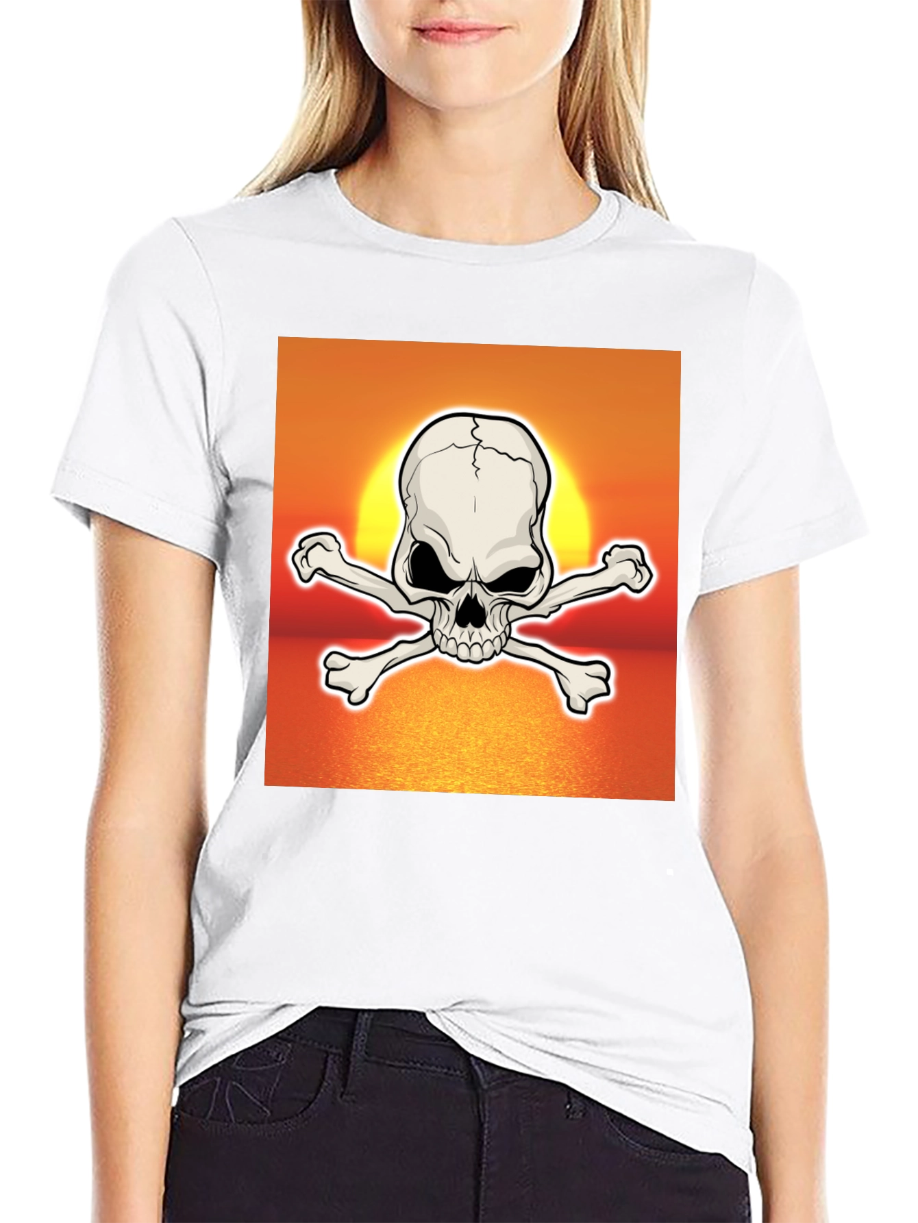 Skull & Crossbones Sunset Graphic T-Shirt