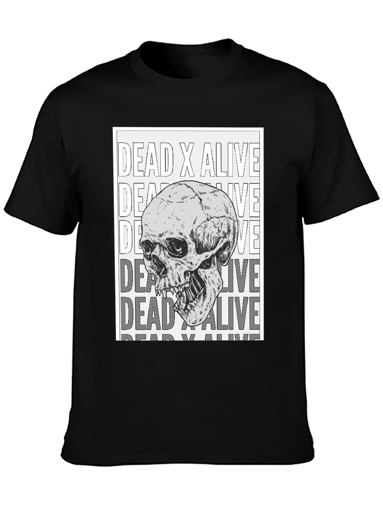 Dead X Alive Skull Graphic Black T-Shirt