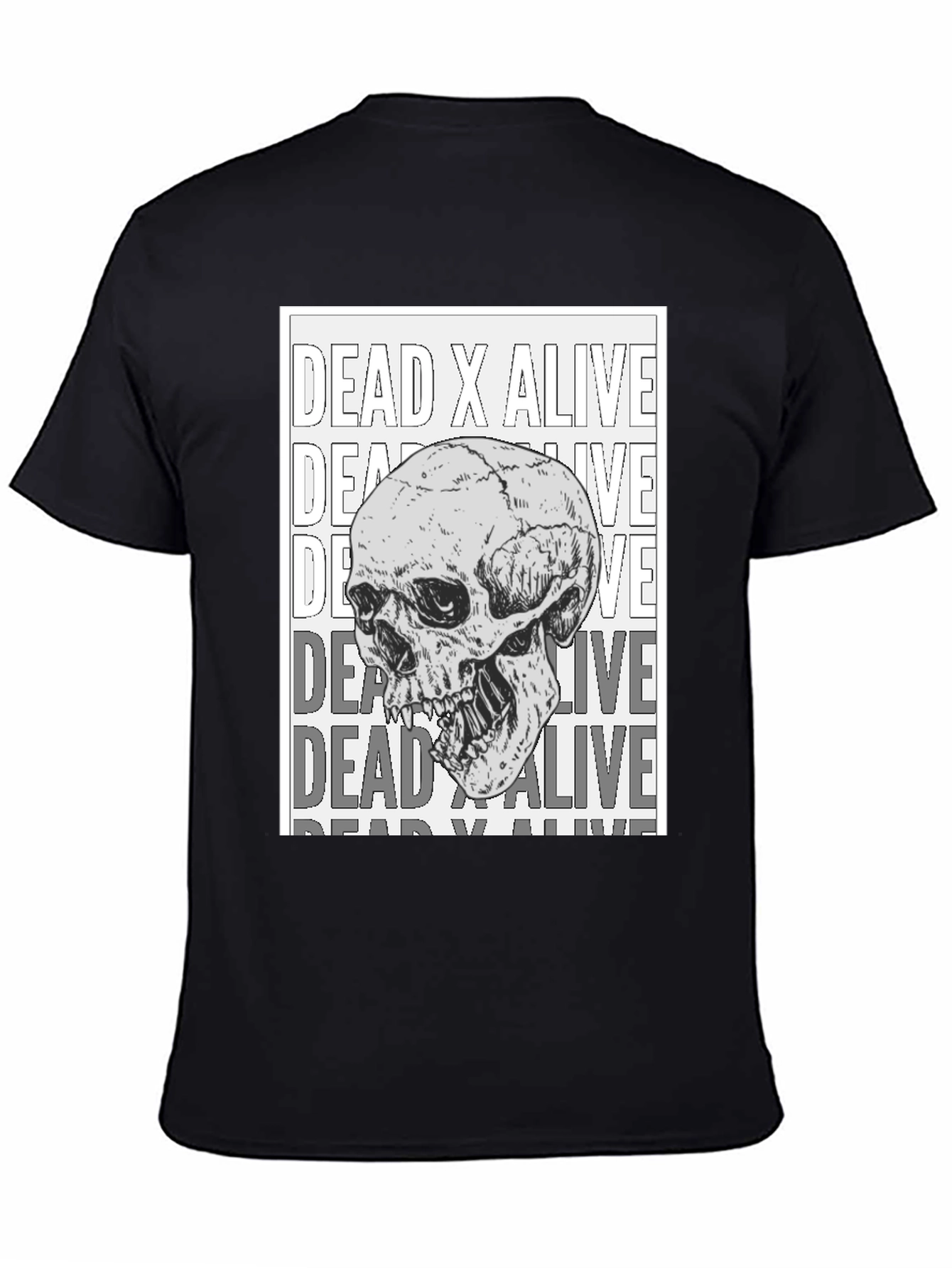 Dead X Alive Skull Graphic Black T-Shirt