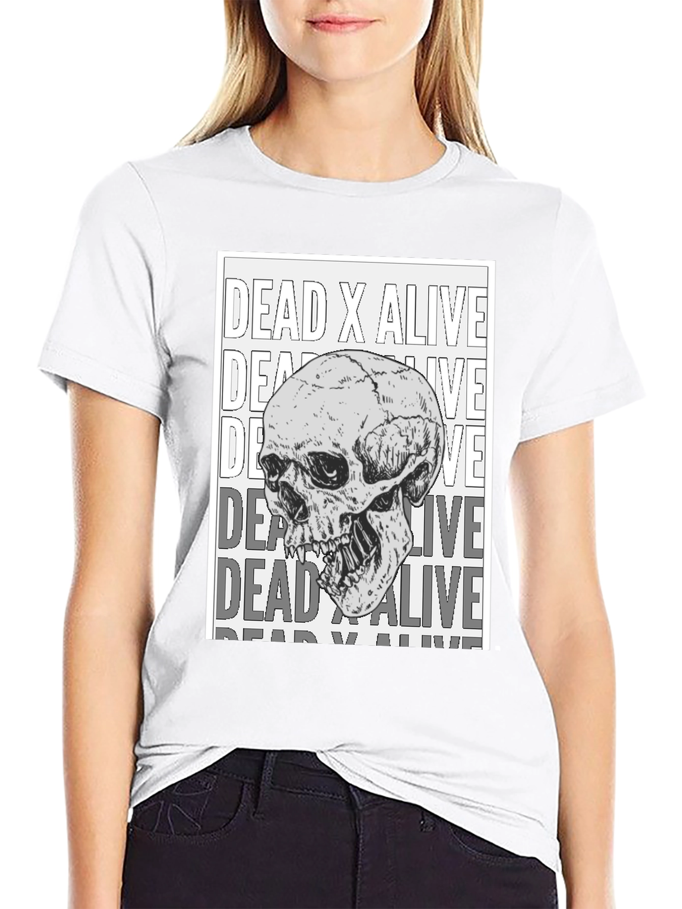 Dead X Alive Skull Graphic Black T-Shirt