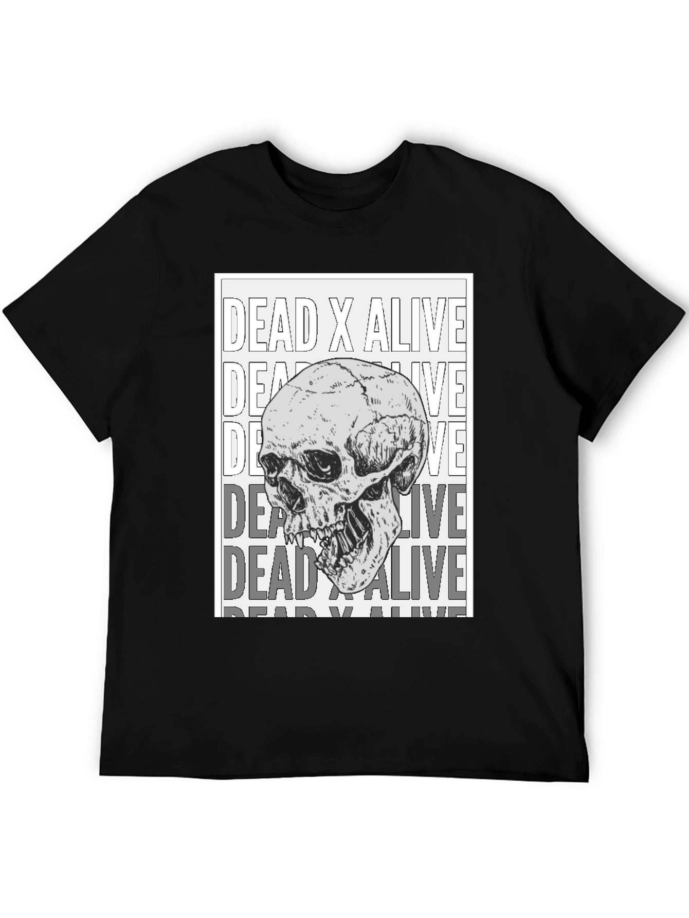 Dead X Alive Skull Graphic Black T-Shirt