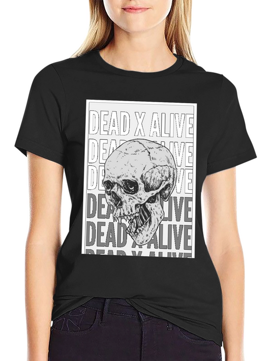 Dead X Alive Skull Graphic Black T-Shirt