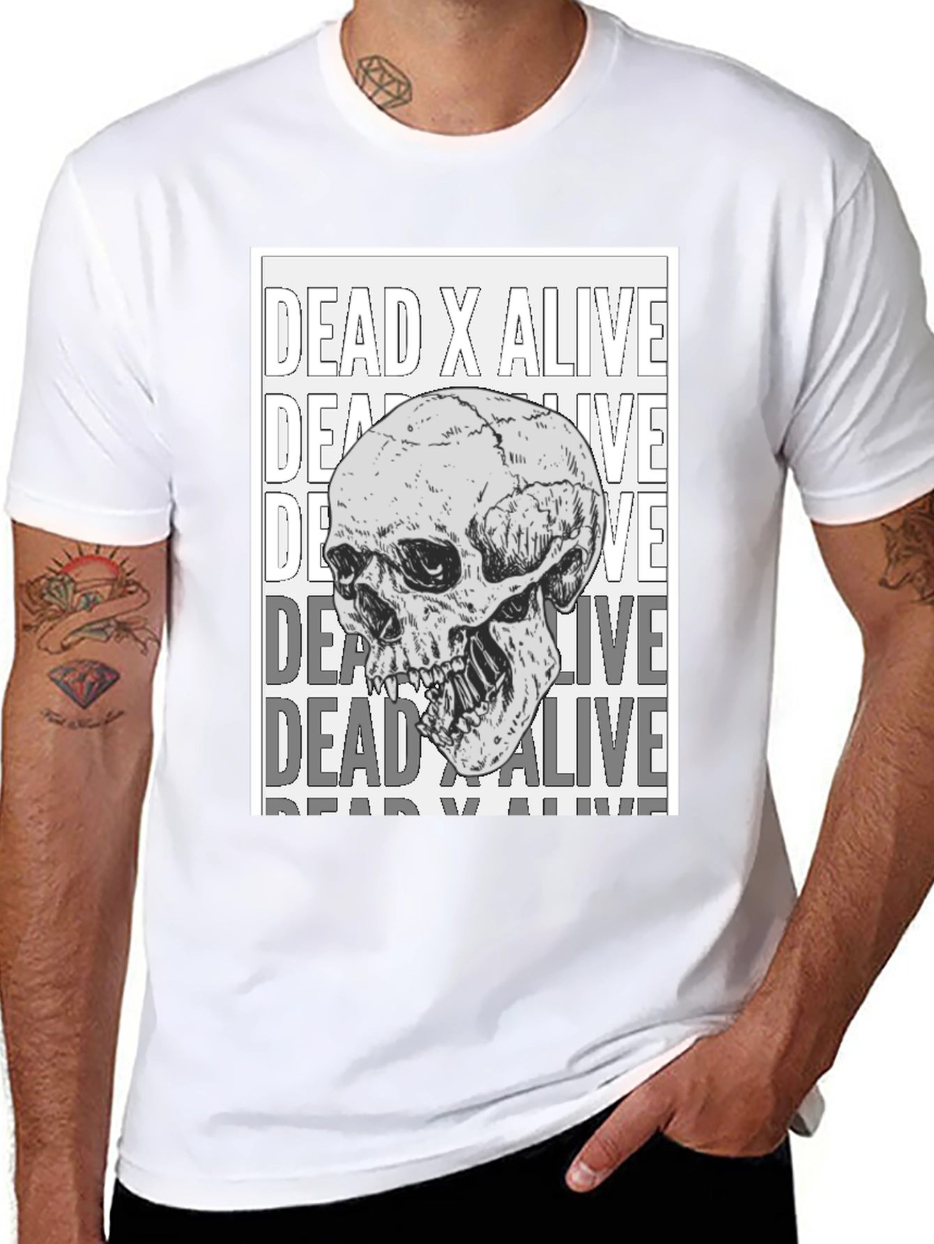 Dead X Alive Skull Graphic Black T-Shirt
