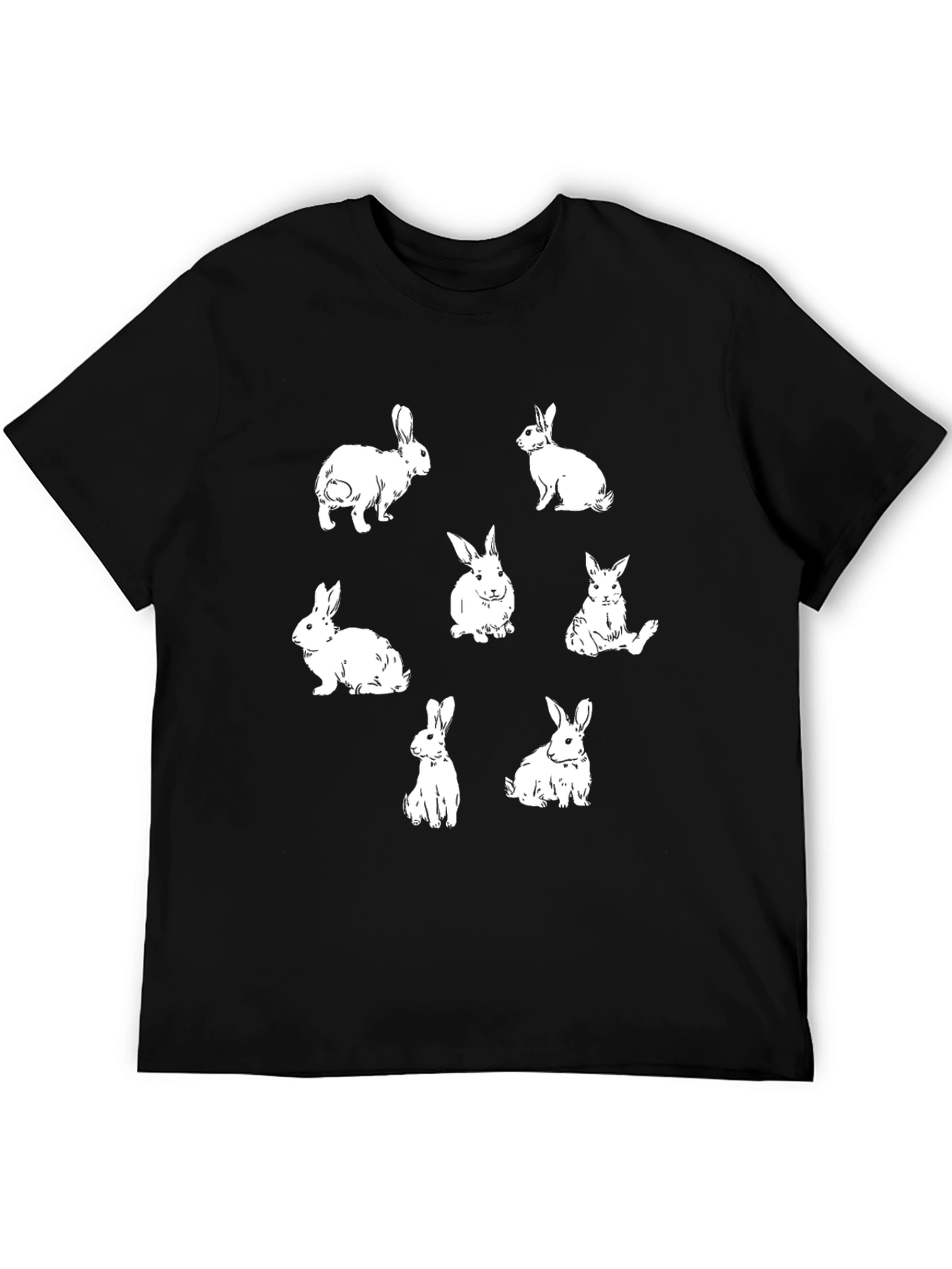 Rabbit Print Black T-Shirt