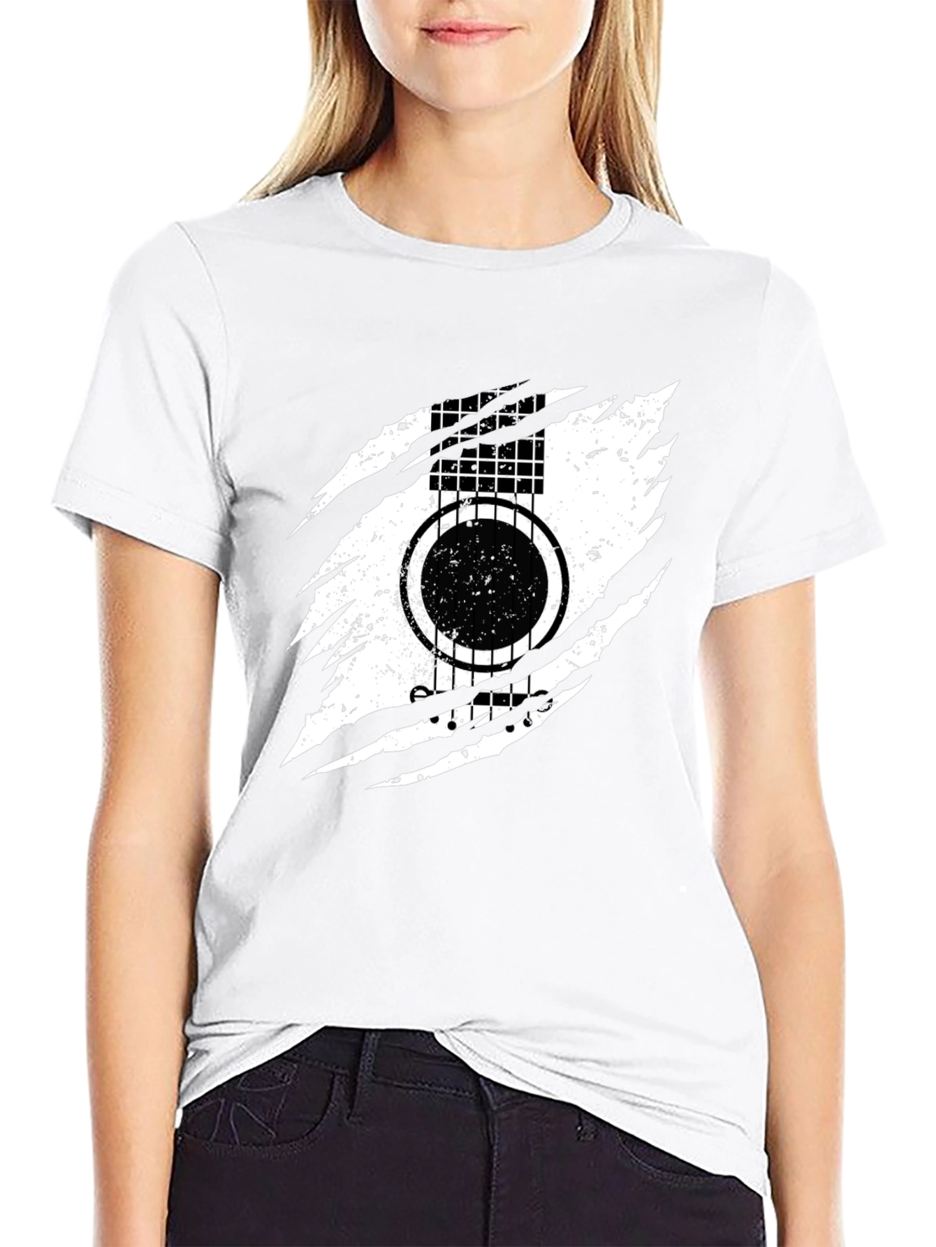 Guitar Ripped Graphic T-Shirt - Stylish Music Tee