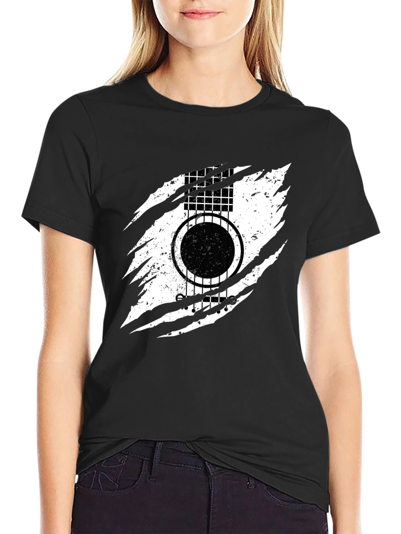 Guitar Ripped Graphic T-Shirt - Stylish Music Tee