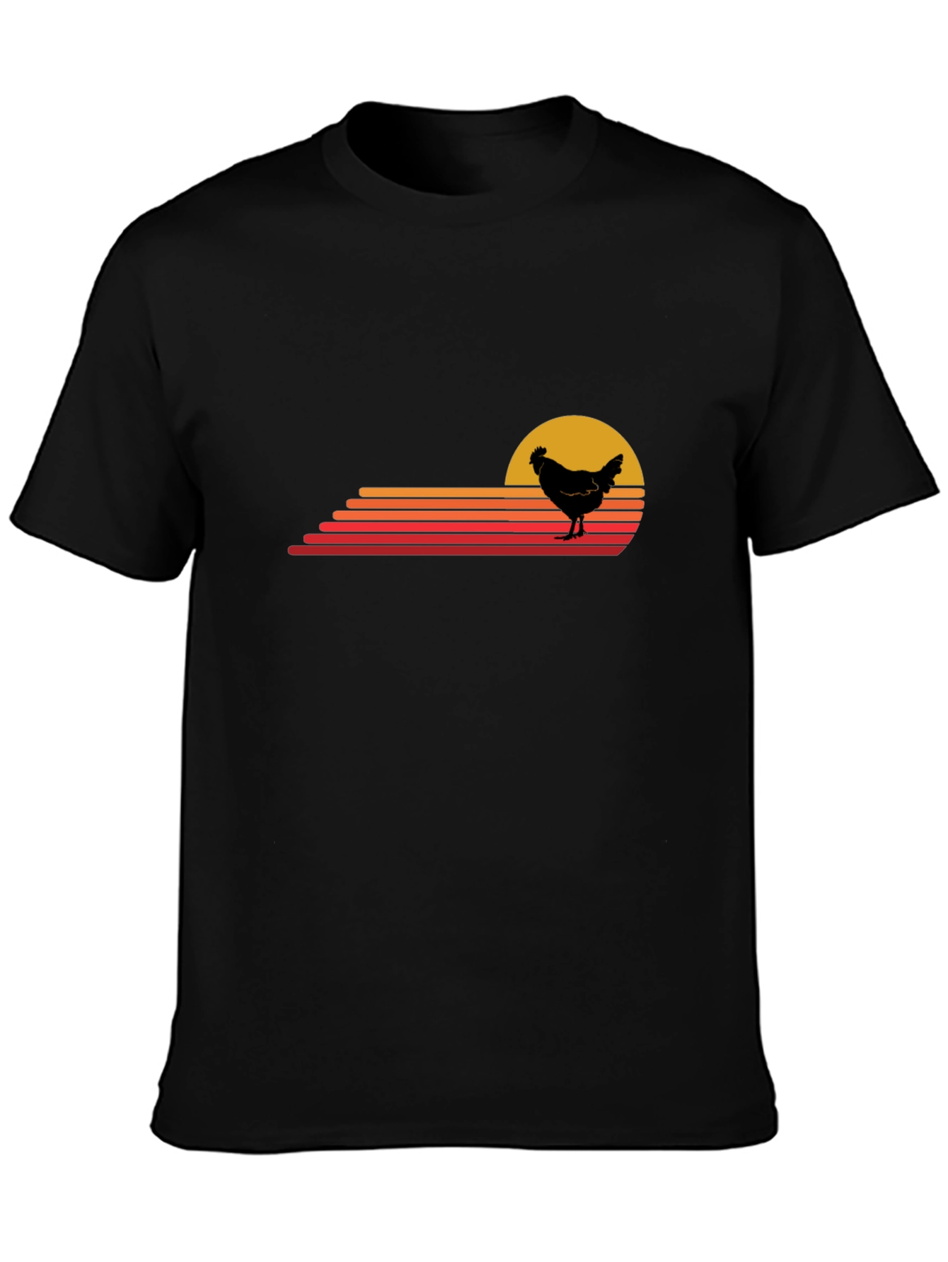 Retro Chicken Sunset T-Shirt - Black