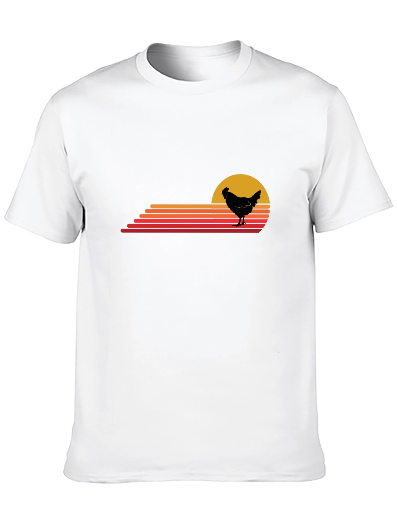 Retro Chicken Sunset T-Shirt - Black