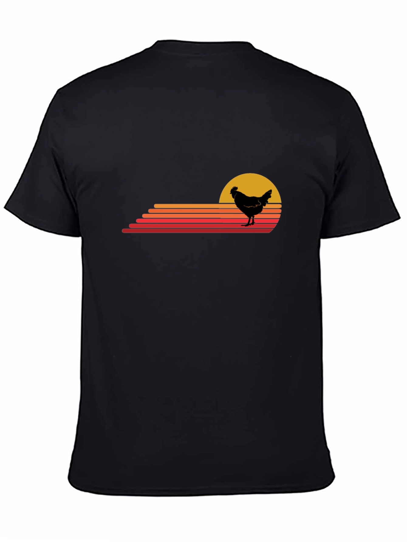 Retro Chicken Sunset T-Shirt - Black