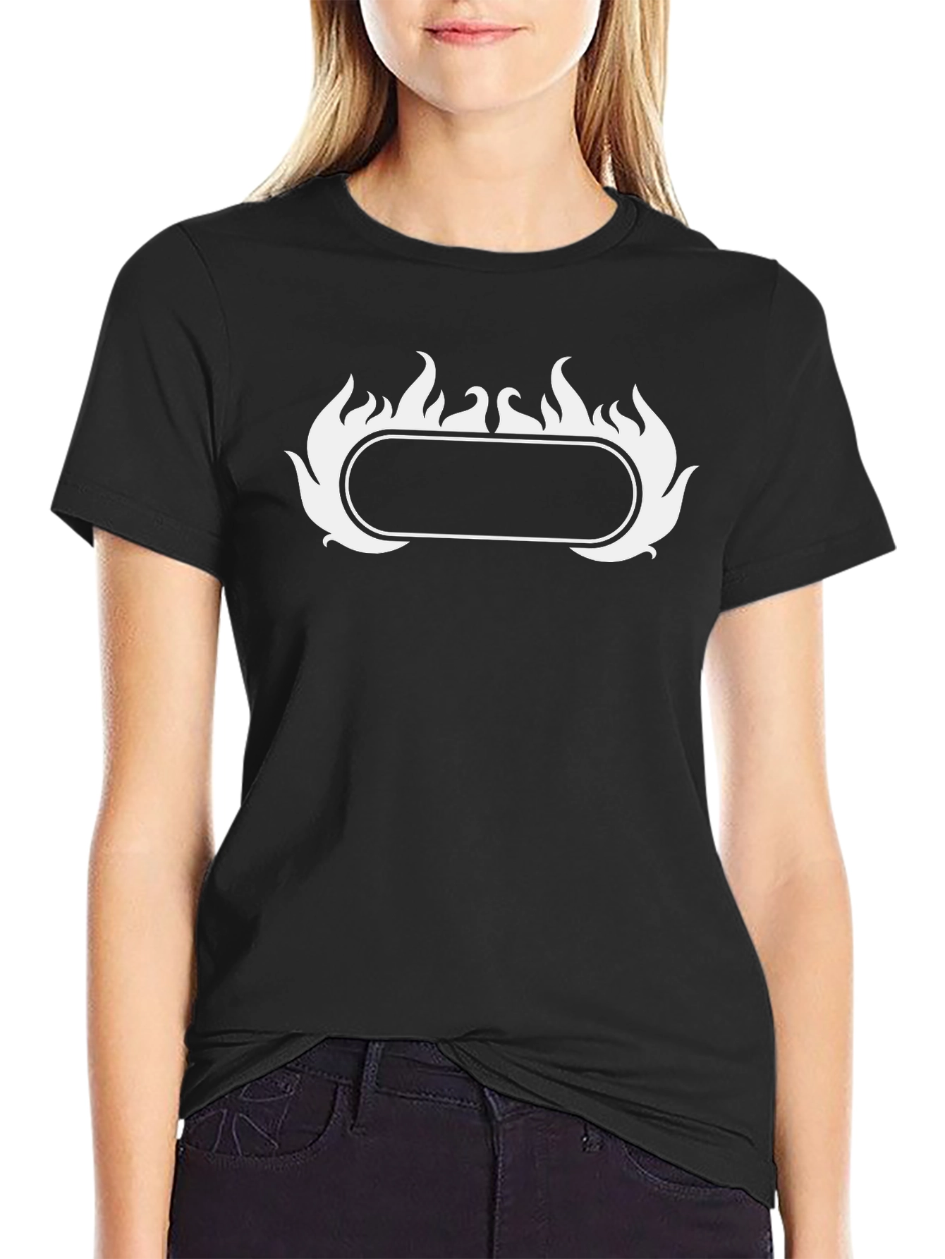 Flame Graphic Tee - Black Cotton T-Shirt