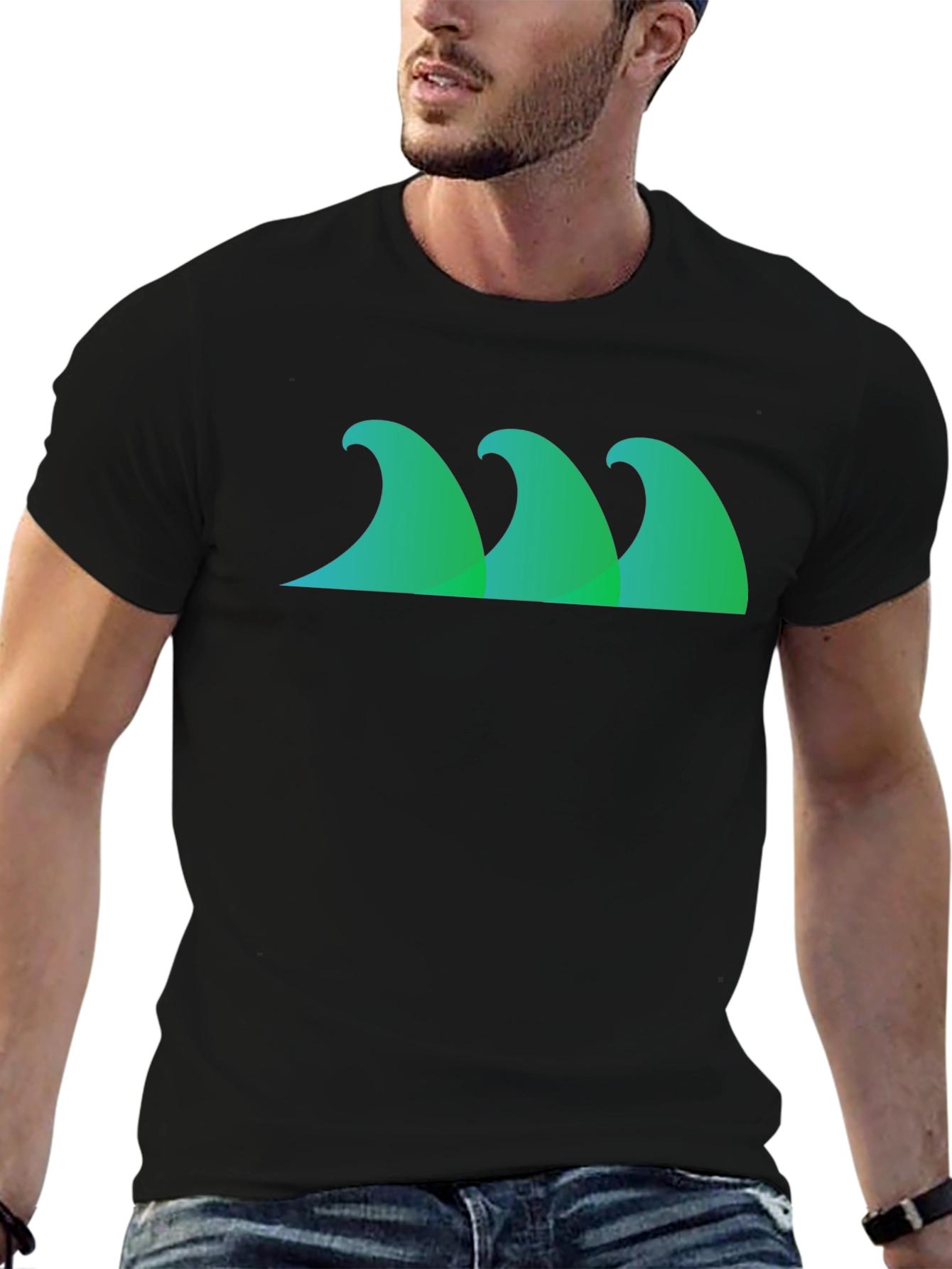 Wave Graphic Black T-Shirt