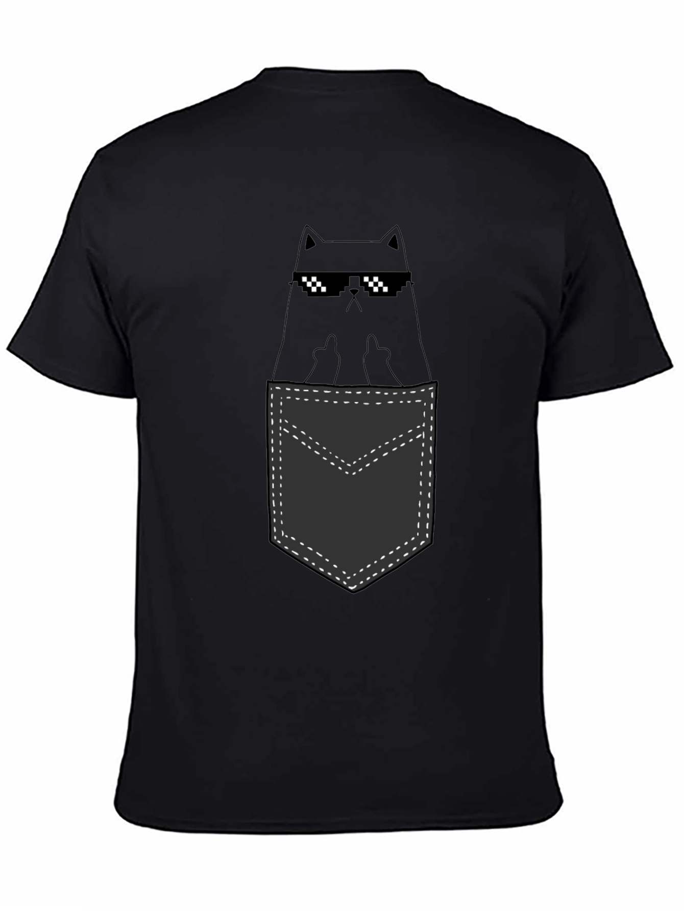Cool Cat Pocket T-Shirt - Black