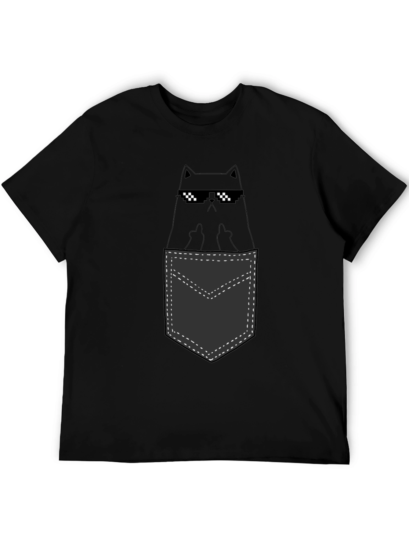 Cool Cat Pocket T-Shirt - Black