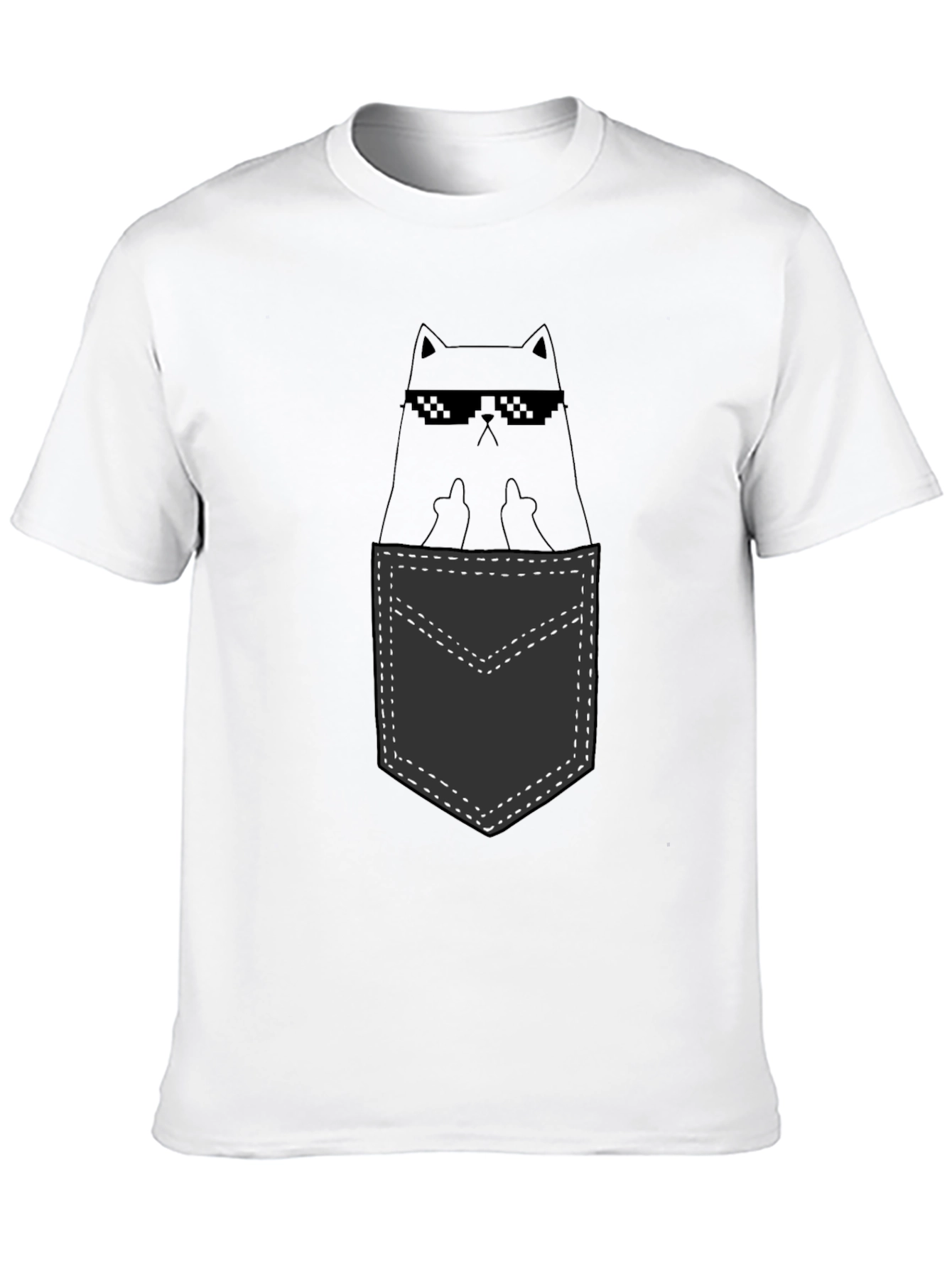 Cool Cat Pocket T-Shirt - Black