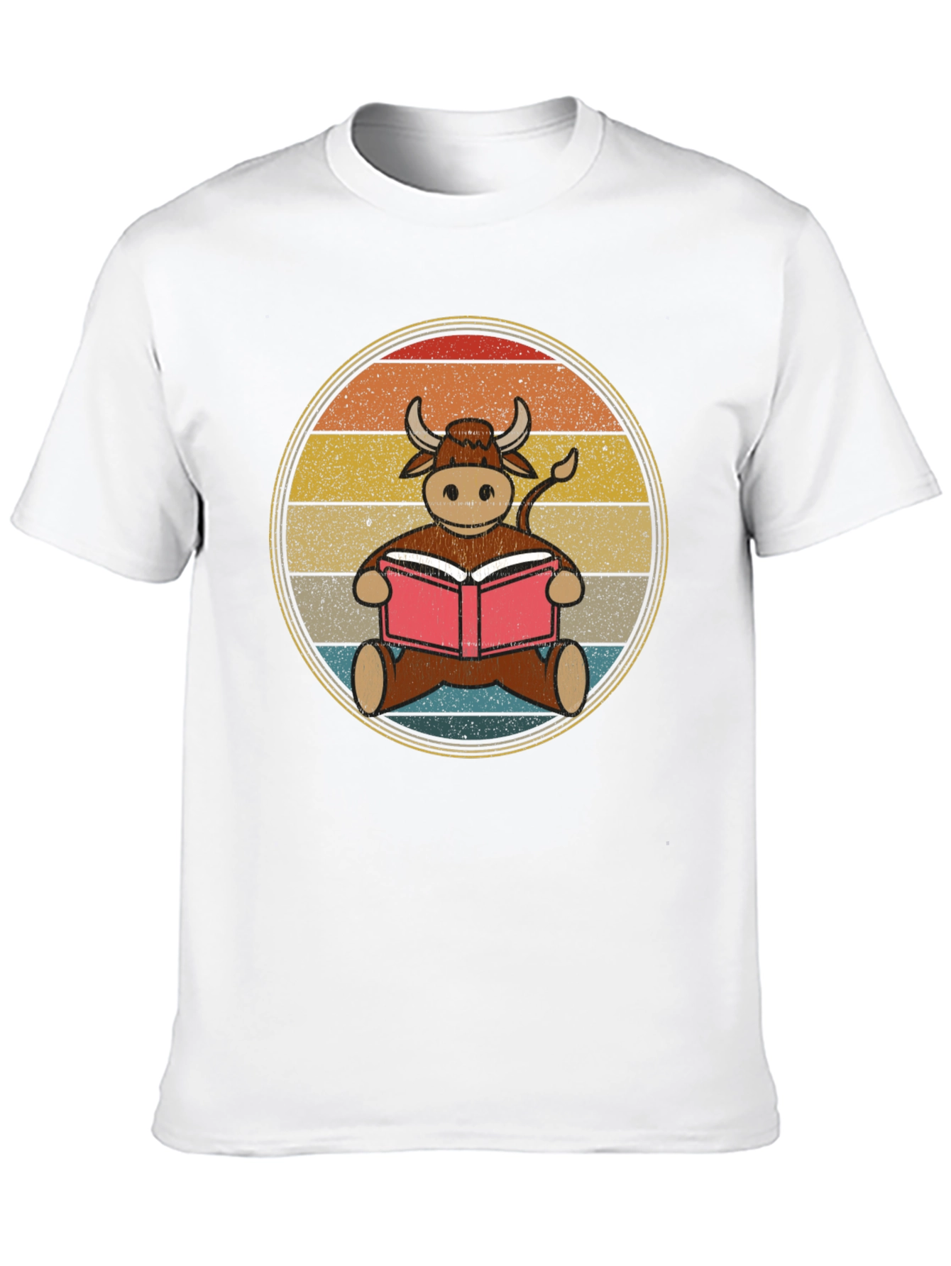 Retro Reading Cow T-Shirt - Unique Animal Lover Tee