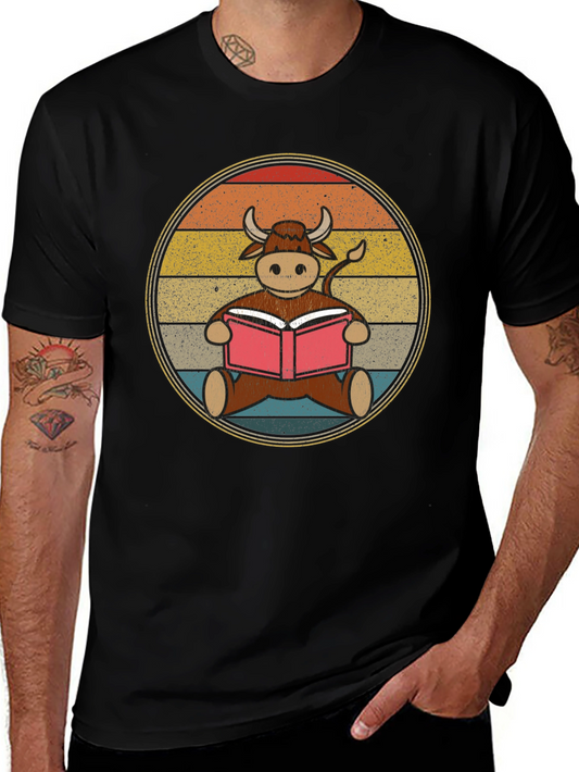 Retro Reading Cow T-Shirt - Unique Animal Lover Tee