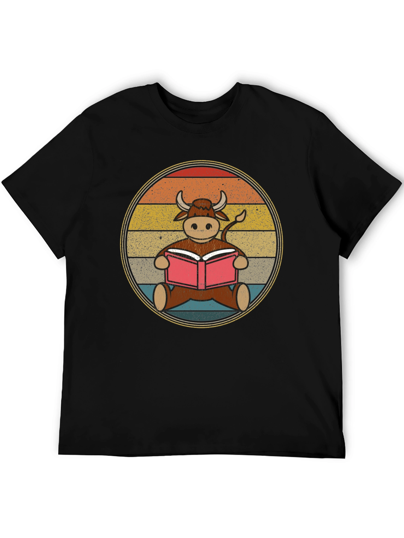 Retro Reading Cow T-Shirt - Unique Animal Lover Tee