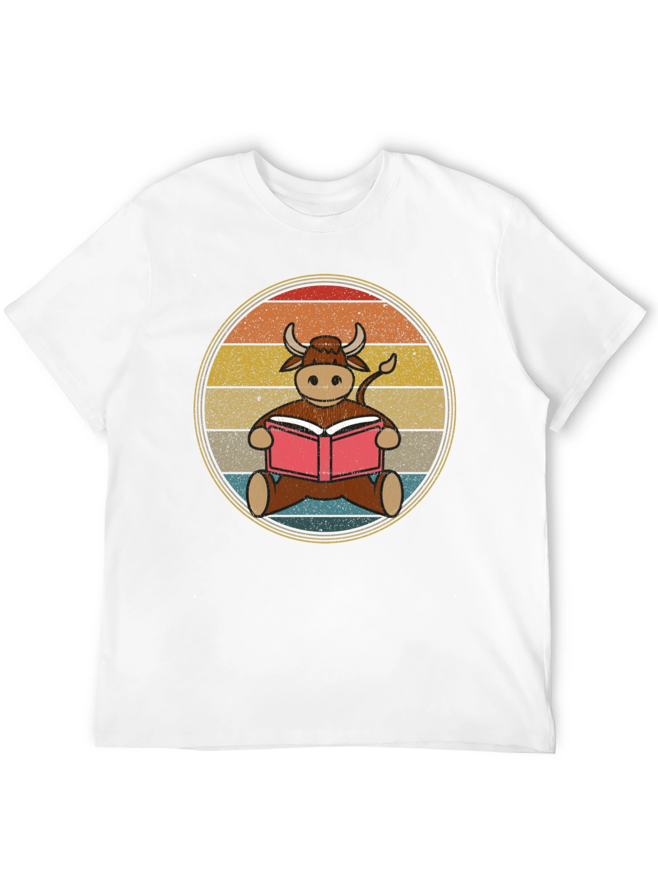 Retro Reading Cow T-Shirt - Unique Animal Lover Tee
