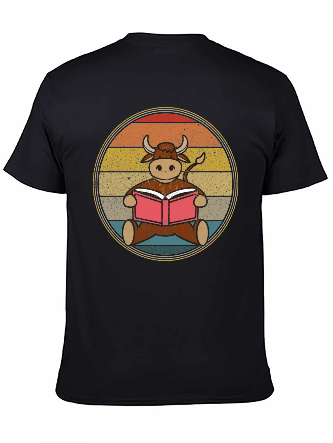 Retro Reading Cow T-Shirt - Unique Animal Lover Tee