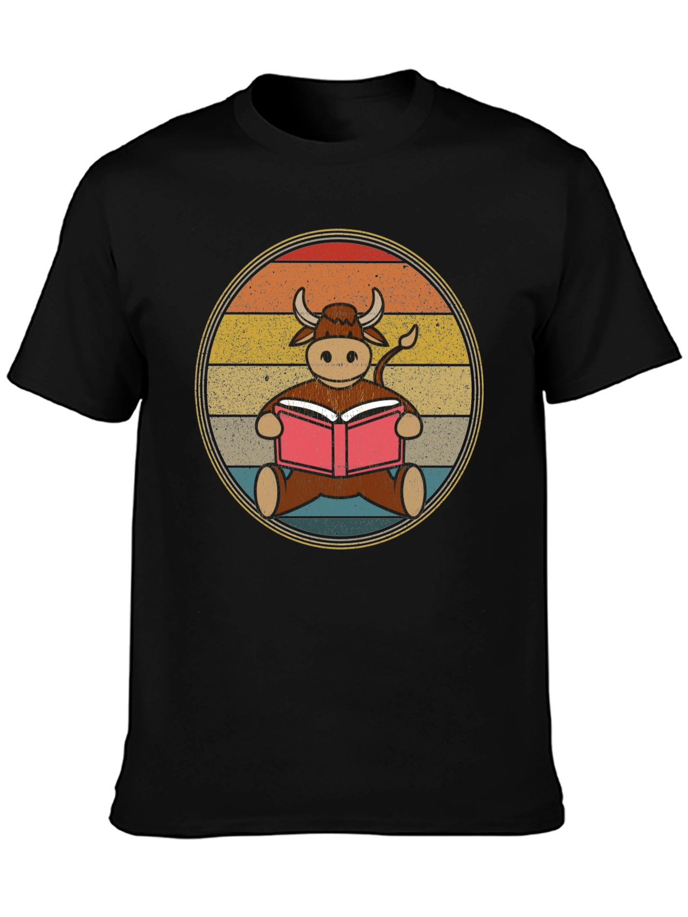 Retro Reading Cow T-Shirt - Unique Animal Lover Tee