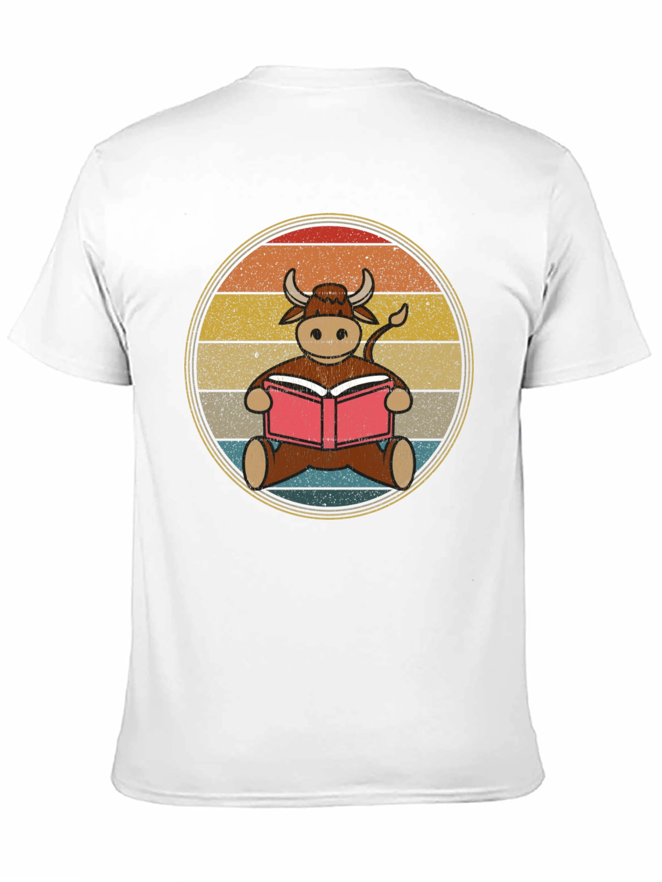 Retro Reading Cow T-Shirt - Unique Animal Lover Tee