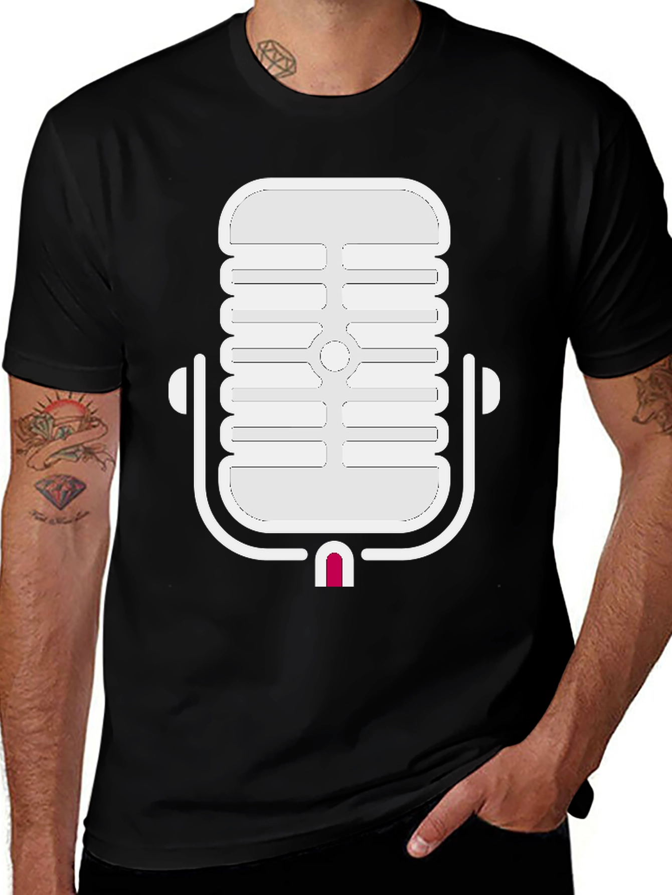 Retro Microphone Graphic Tee - Classic Cool